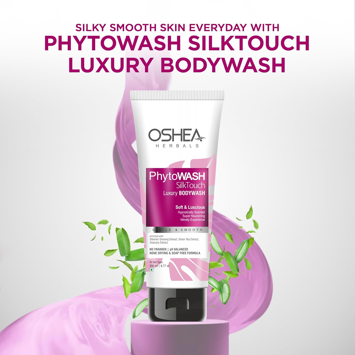 Oshea Herbals Phytowash Silk Touch Luxury Bodywash I Soft & Luscious I Super Nourishing I Enriched with Siberian Ginseng Green Tea & Aloevera Extract I 200Ml image number 3