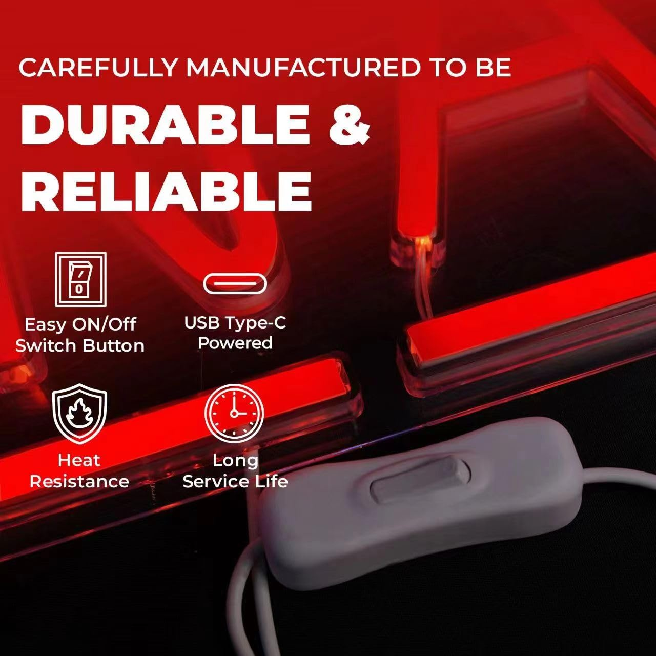 ON AIR Neon Signs, LED Studio Live Decorative Lights, Streaming Recording Sign, USB Connected, for Streamers Influencers Gamers Room Bar Club Home Party Decoration&hellip; (Red) - Red image number 4