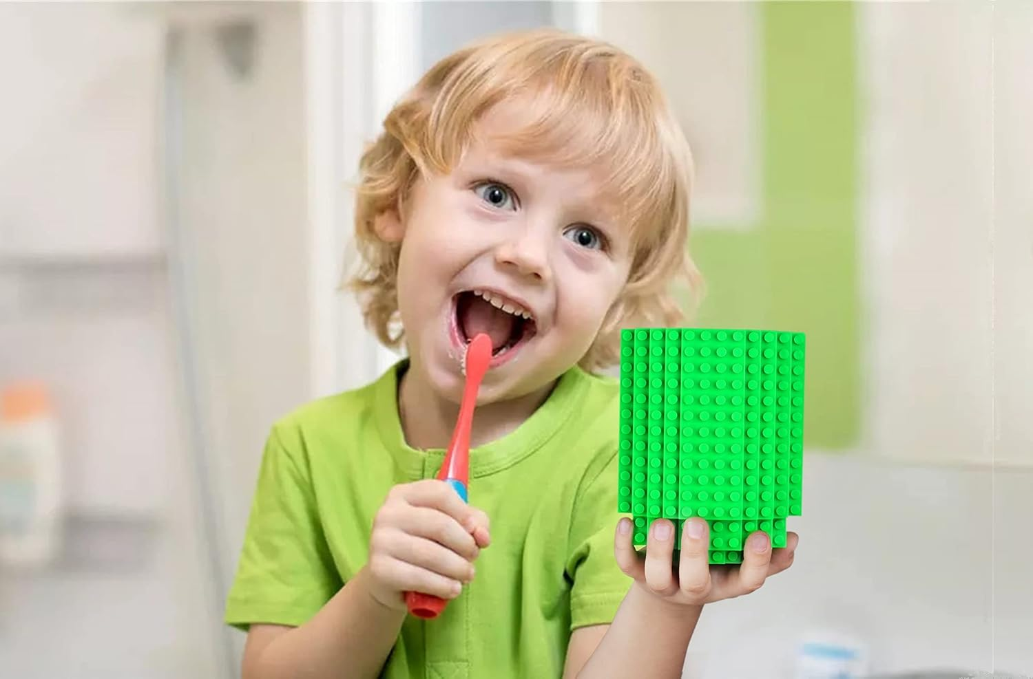 DEEXITO Build-On Brick Coffee Mugs,Creative DIY Cup with Building Blocks Randomly,Novelty Gifts for Kids Adults Birthday Xmas,Green - Orange image number 2