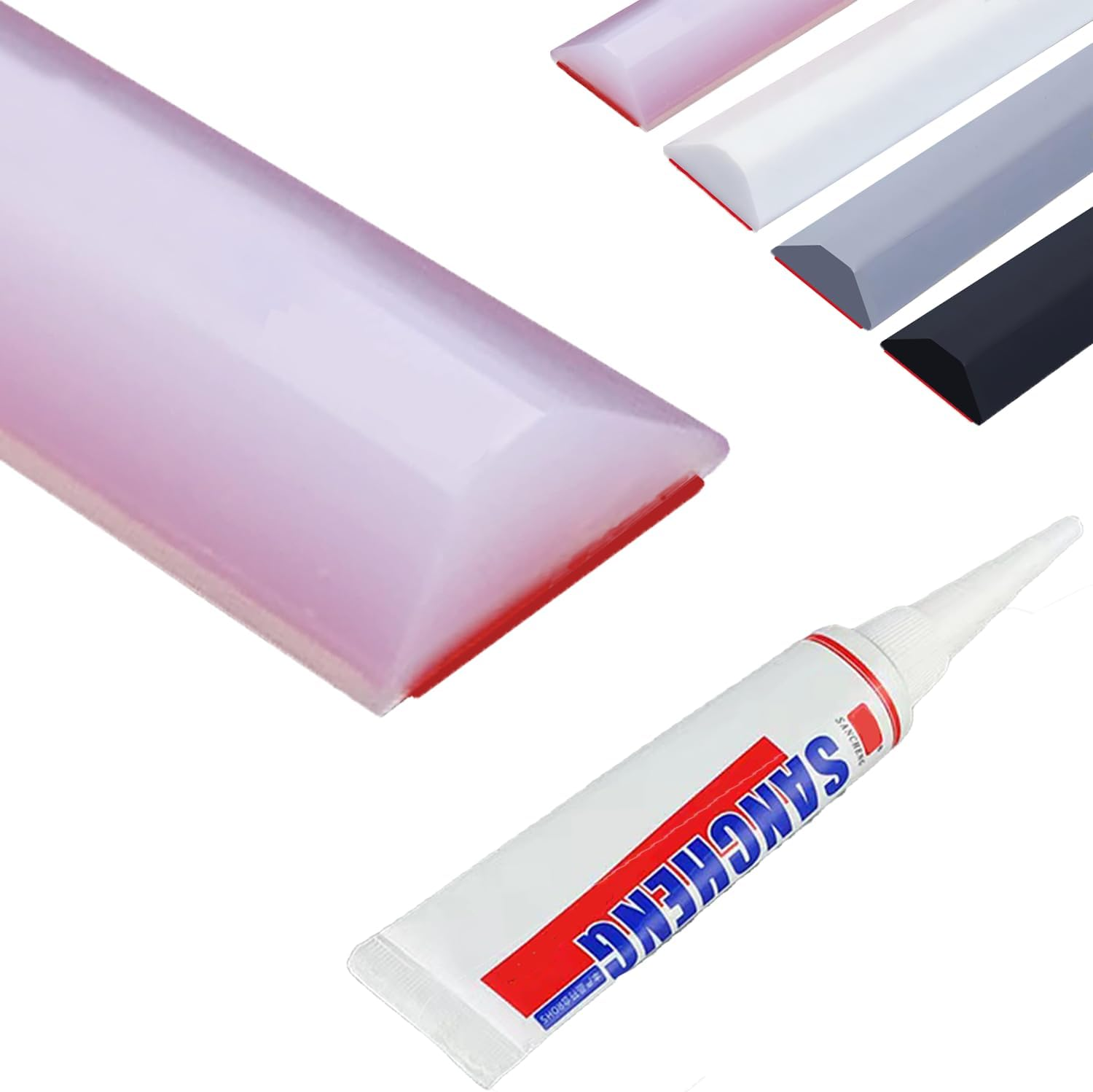 39'' Bathroom Water Barrier,Collapsible Shower Threshold Water Dam, Shower Barrier and Self-Adhesive Shower Water Barrier, Water Retaining Dam Strip Dry and Wet Separation,Transparent