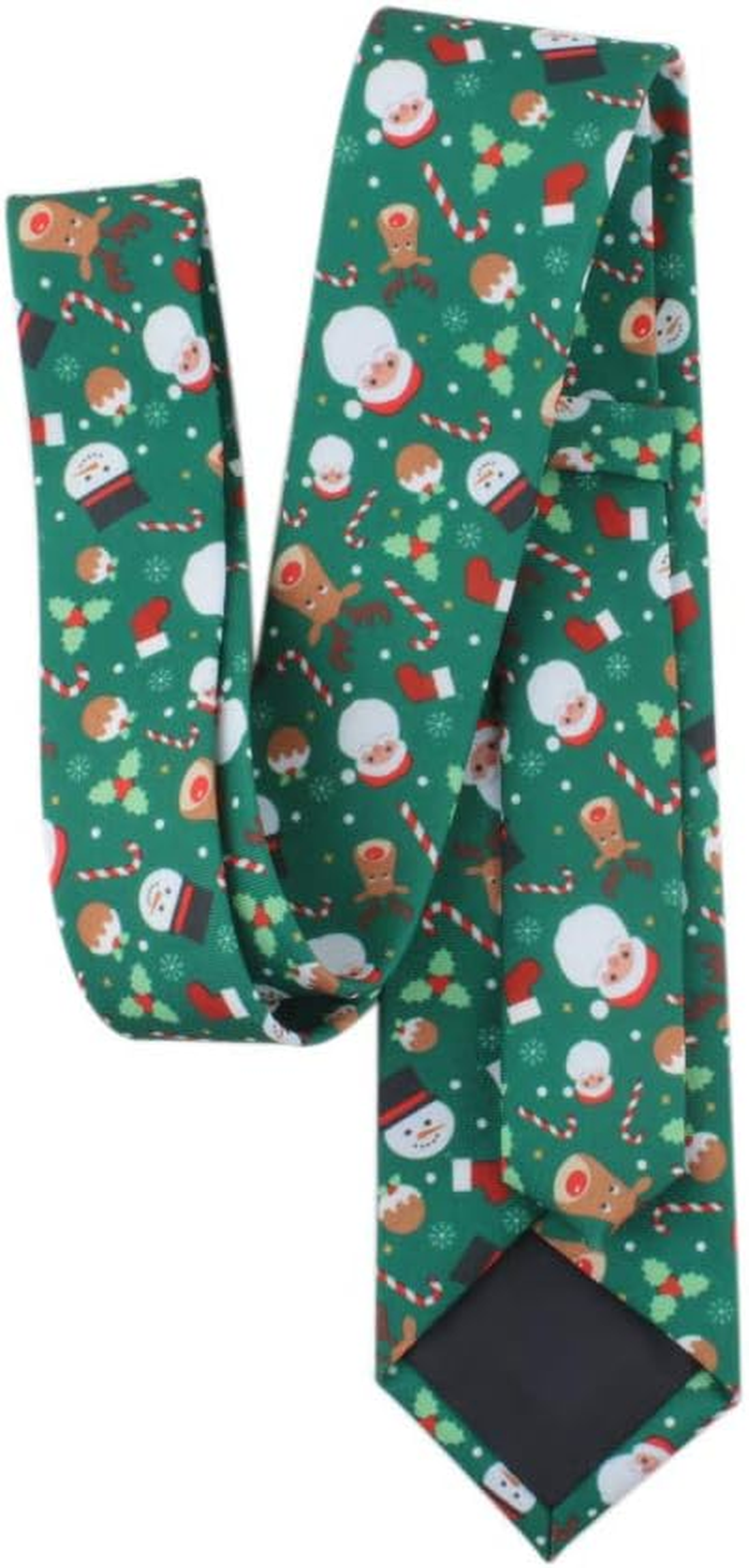 Christmas Tie Xmas Accessories Printed Tie Santa Claus Christmas Tree Elk Snowman Tie Decorative Dress,Tie Width 3.15In - Printed-4 image number 3