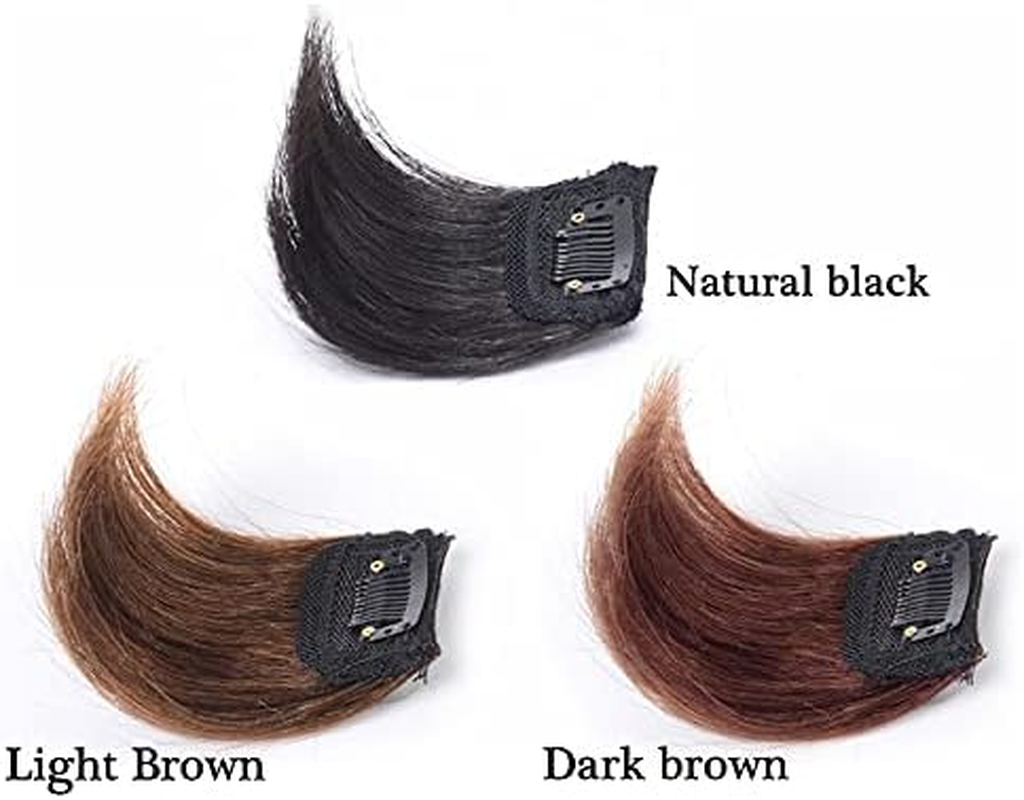 6"Human Hair Pads Board Clip in Hair Pieces Seamless Thickening Fluffy Hair Root Invisible Top Hairpiece One Piece Clip in Hair Extensions for Women/Girls Add Hair Volume(Dark Brown) image number 4