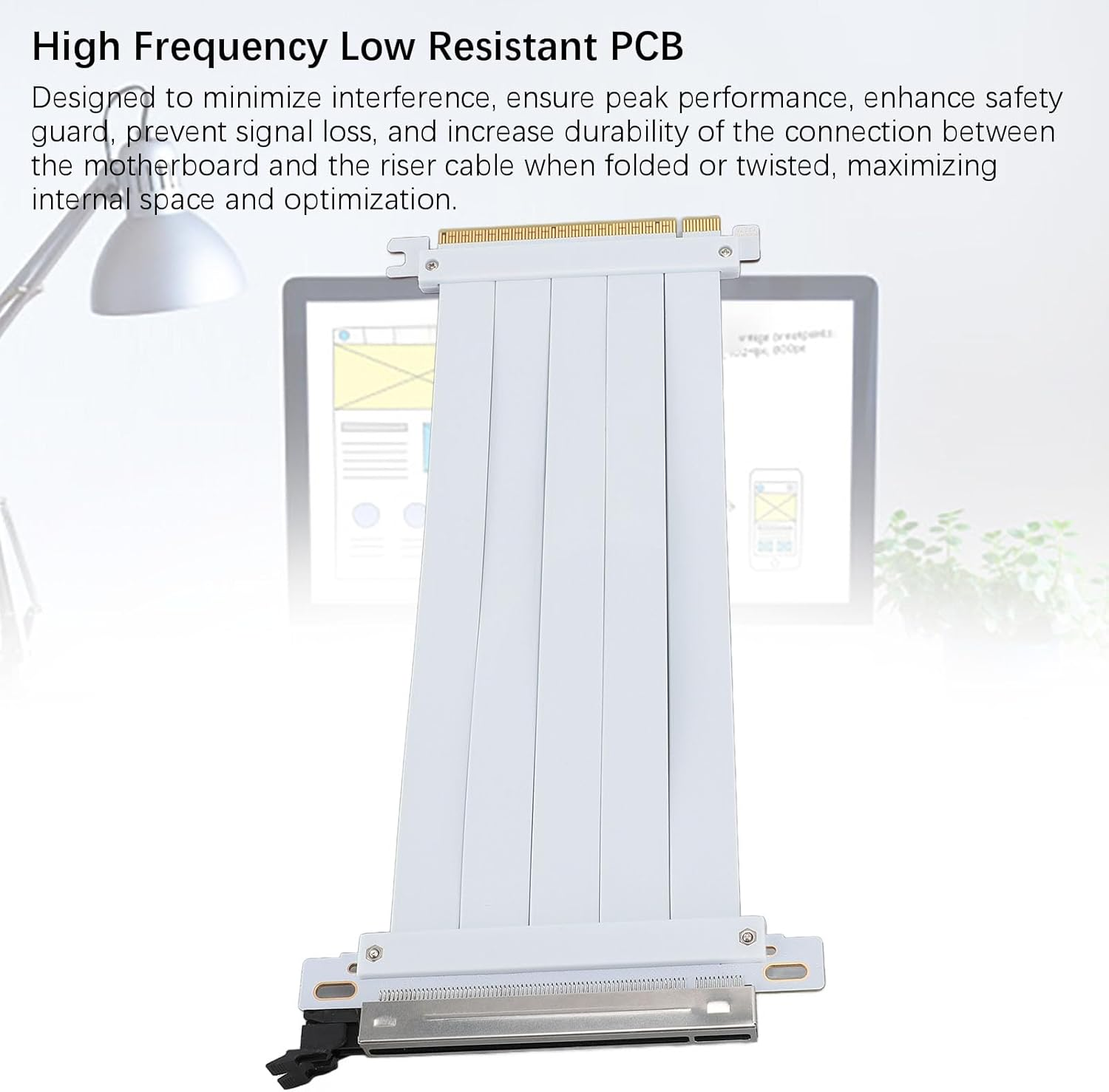 PCIE 5.0 Riser Cable with 128Gbps, RTX4090 Compatible, 90 Degree Adapter for High Speed GPU Extension, White, 200Mm (20Cm) image number 3