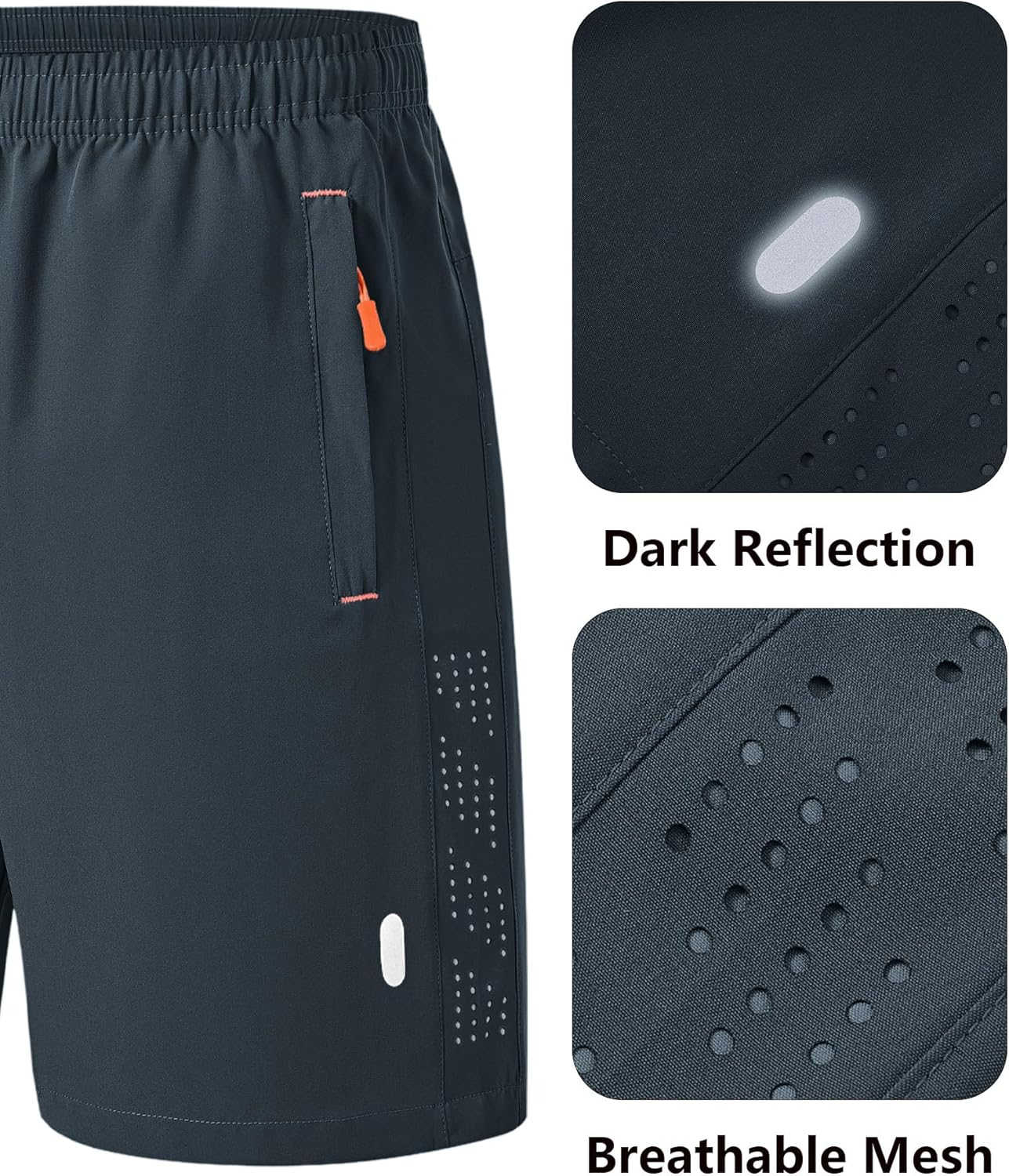 RBYEKP 2 Pack Men'S Sport Shorts Pack Zip Pockets Gym Training Jogging Shorts for Men Athletic Lightweight Elastic Waist image number 4