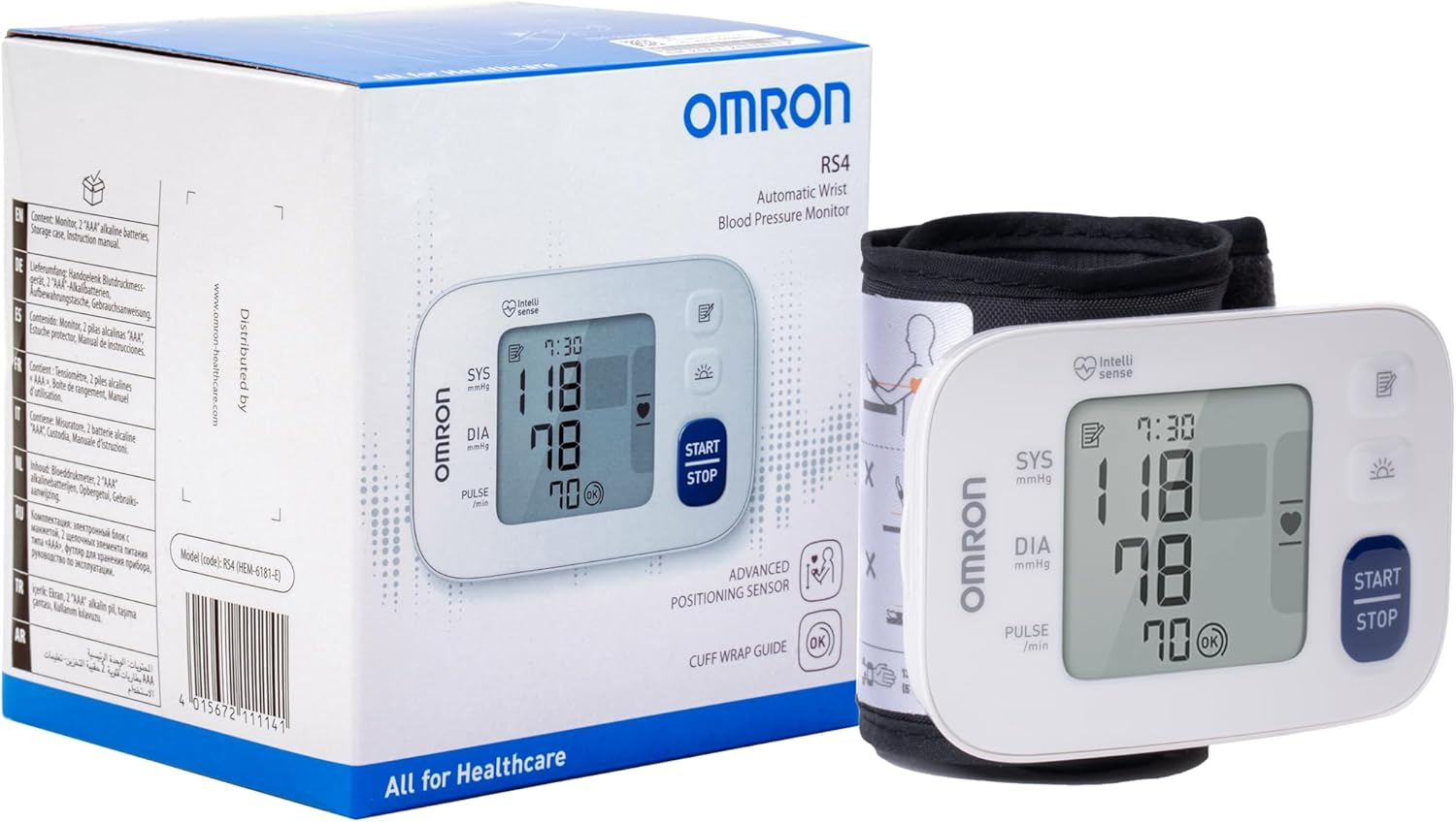 Omron RS4 Wrist Blood Pressure Monitor with Intelligence Technology, Cuff Wrapping Guide and Irregular Heartbeat Detection for Most Accurate Measurement image number 1