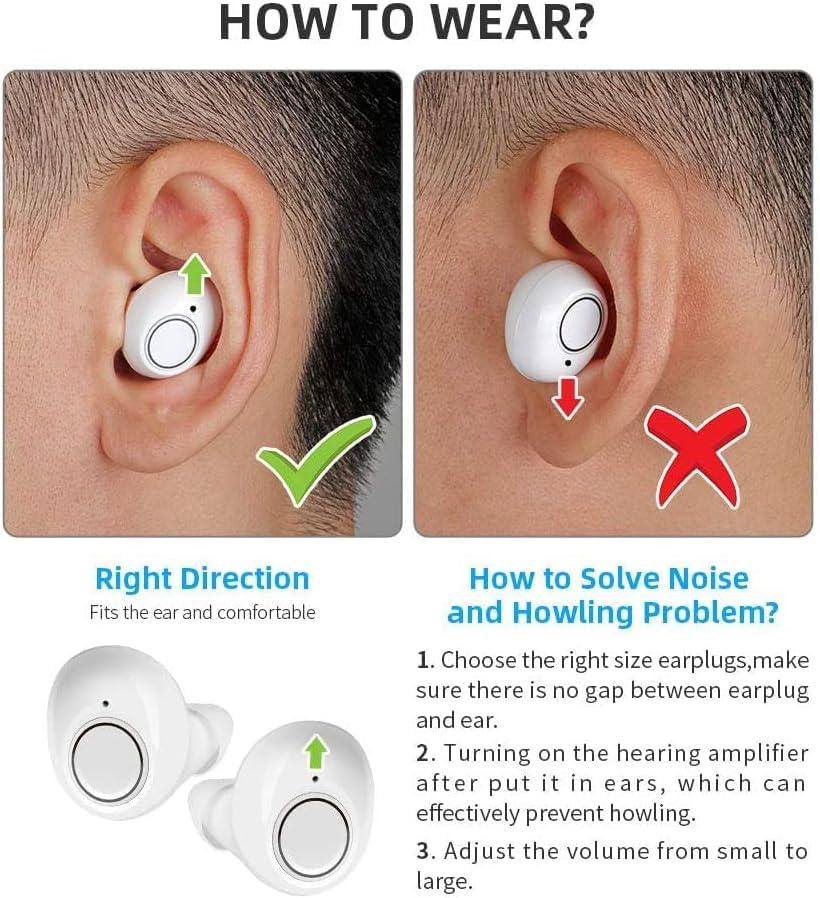 JINGHAO Hearing Aids Amplifier Rechargeable with USB Charger Case for Seniors, White