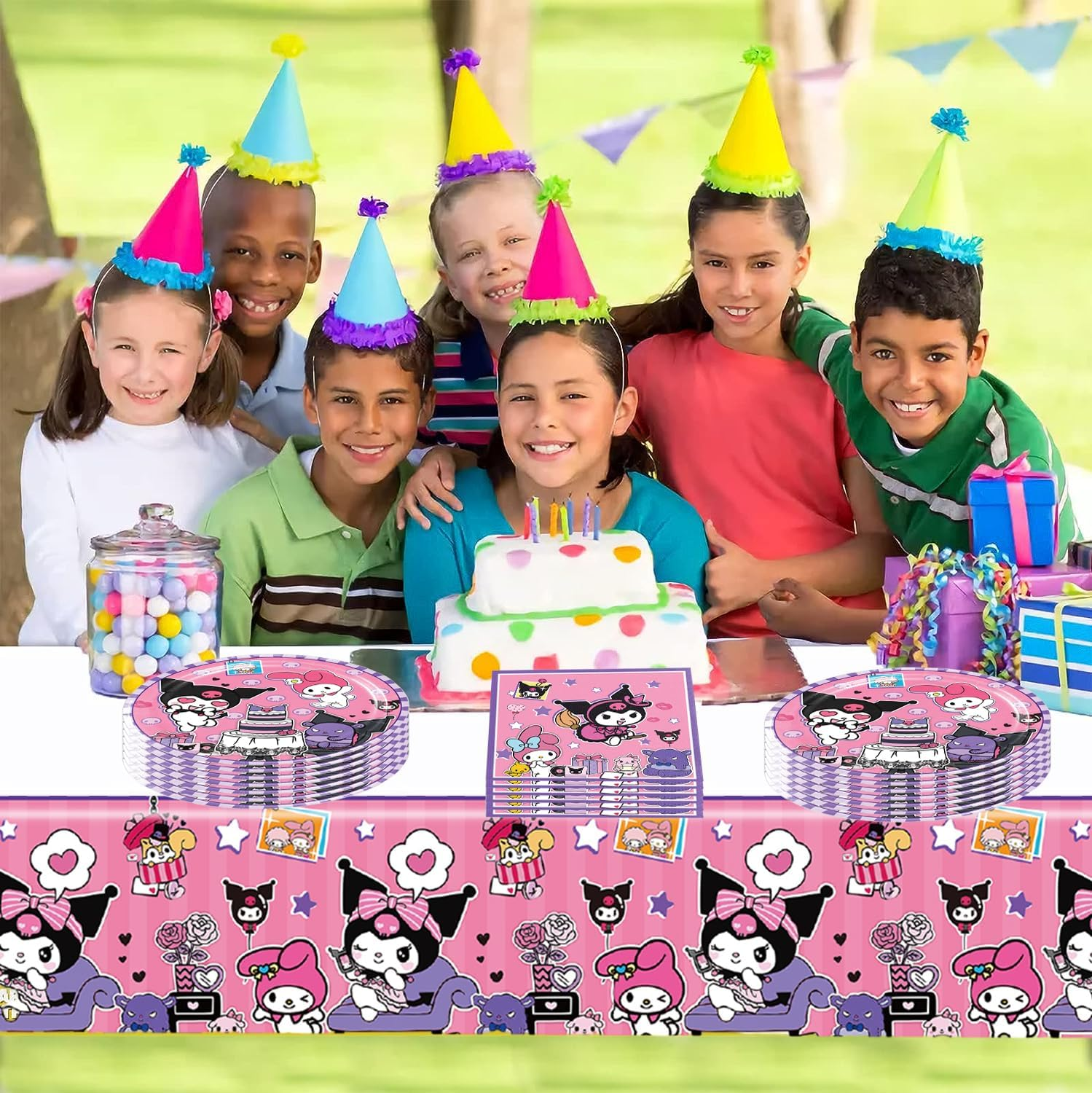 41Pack Kuromis Birthday Party Supplies Include 20 Plates, 20 Napkins 1 Tablecloth for the Kuromis Party Decoration image number 1