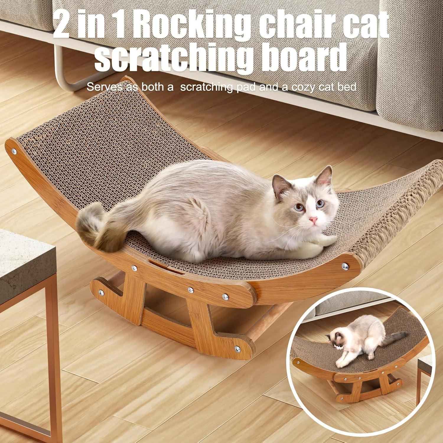 Cat Scratcher for Indoor Cats,2-In-1 Cardboard Cat House,Cardboard Cat Scratcher,Cat Scratching Pad Lounge Bed for Small Medium Large Cat image number 5