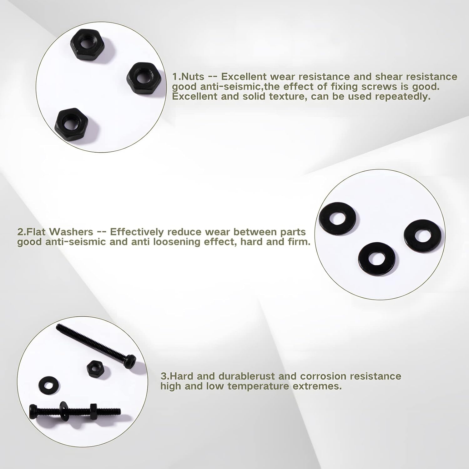 Zmbroll 510 Pcs M2 Socket Cap Screws Metric Hex Bolt Nuts Washers 12.9 Grade Alloy Steel Screw Hex Socket Head Cap Small Machine Screws Kits with Wrench Key image number 3