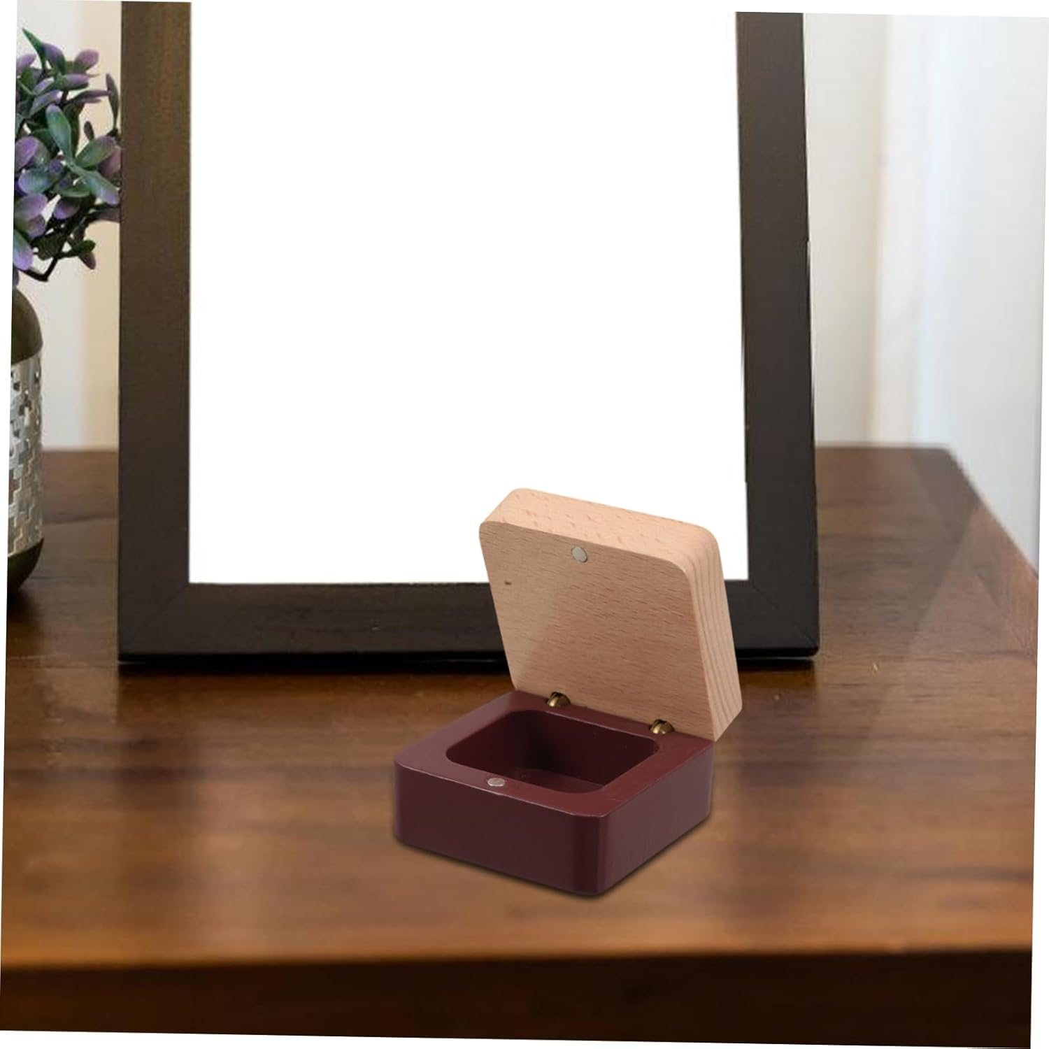 PACKOVE Boys and Girls Tooth Storage Box Vintage Wooden Denture Holder for First Tooth Hair Keepsake Portable Fairy Container Home School Organizer image number 4