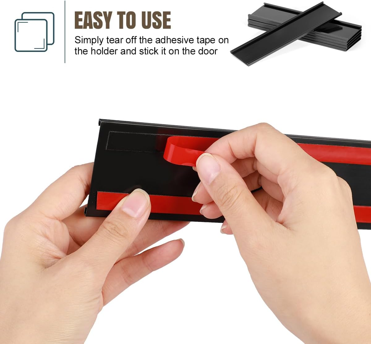 Lenink 6 Pack Name Plate Holder, Office Door Name Plate Holder Adhesive Wall Mount for Meeting Room, Business Department, Warning Area 8&rdquo; X 2&rdquo; (Black) image number 4