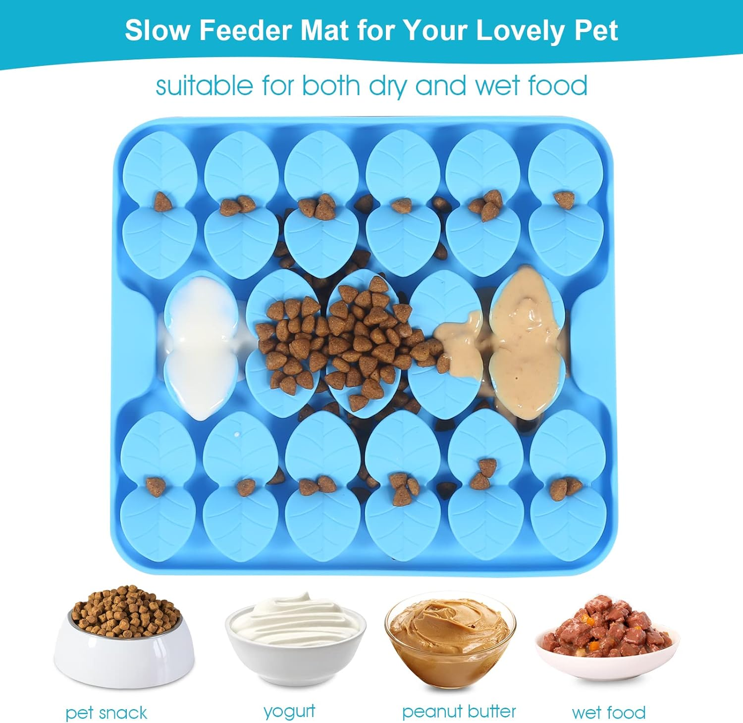 VOOWO Snuffle Mat for Dogs, Silicone Snuffle Mat Lick Mat for Dogs, Slow Feeder Dog Bowl, Dog Lick Mat, Dog Feeding Mat Slow Feeder Sniff Mat for Small Medium and Large Dogs (Blue, Small) image number 7