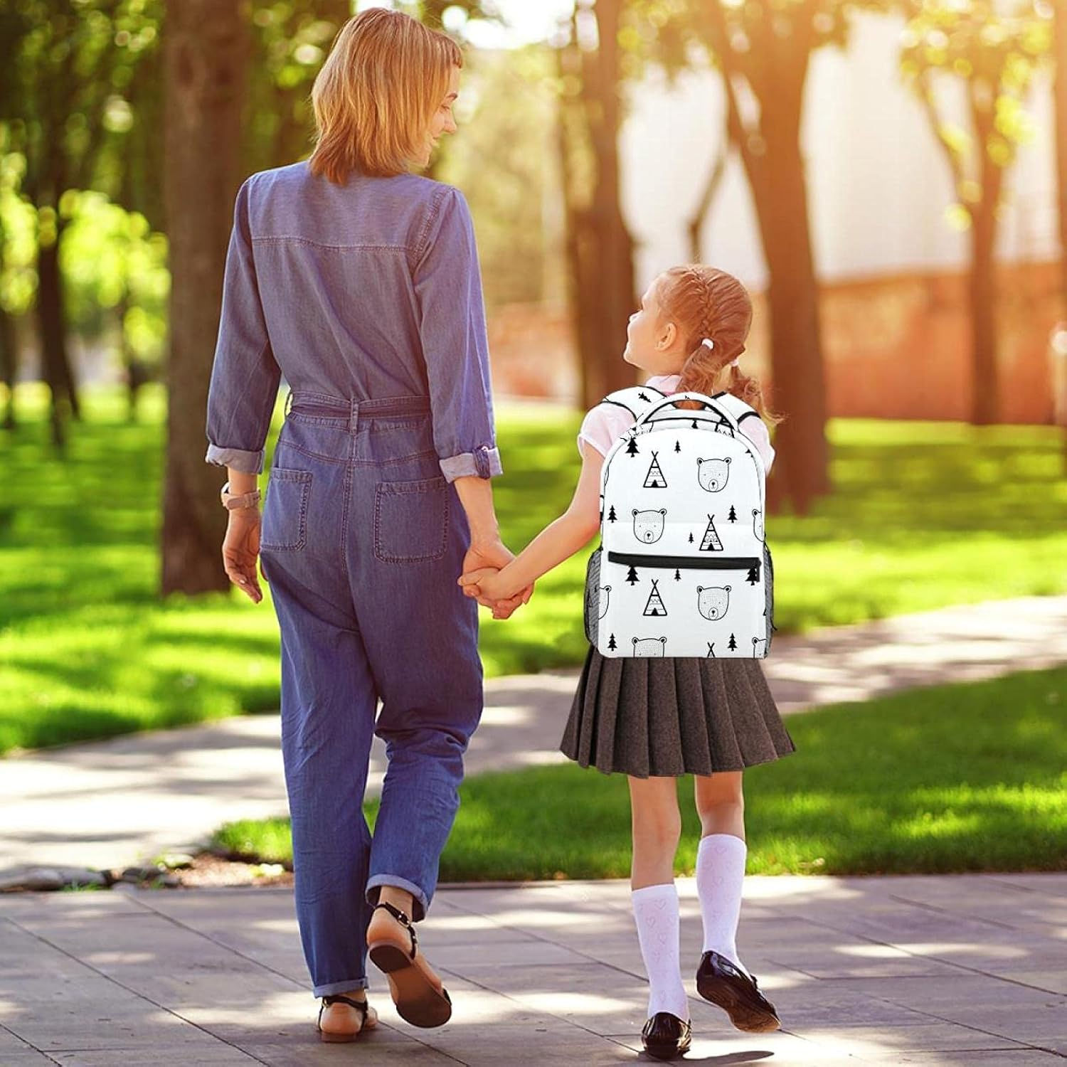 Bear Head Pattern Backpack Students Shoulder Bags Travel Bag College School Tote Backpacks image number 2