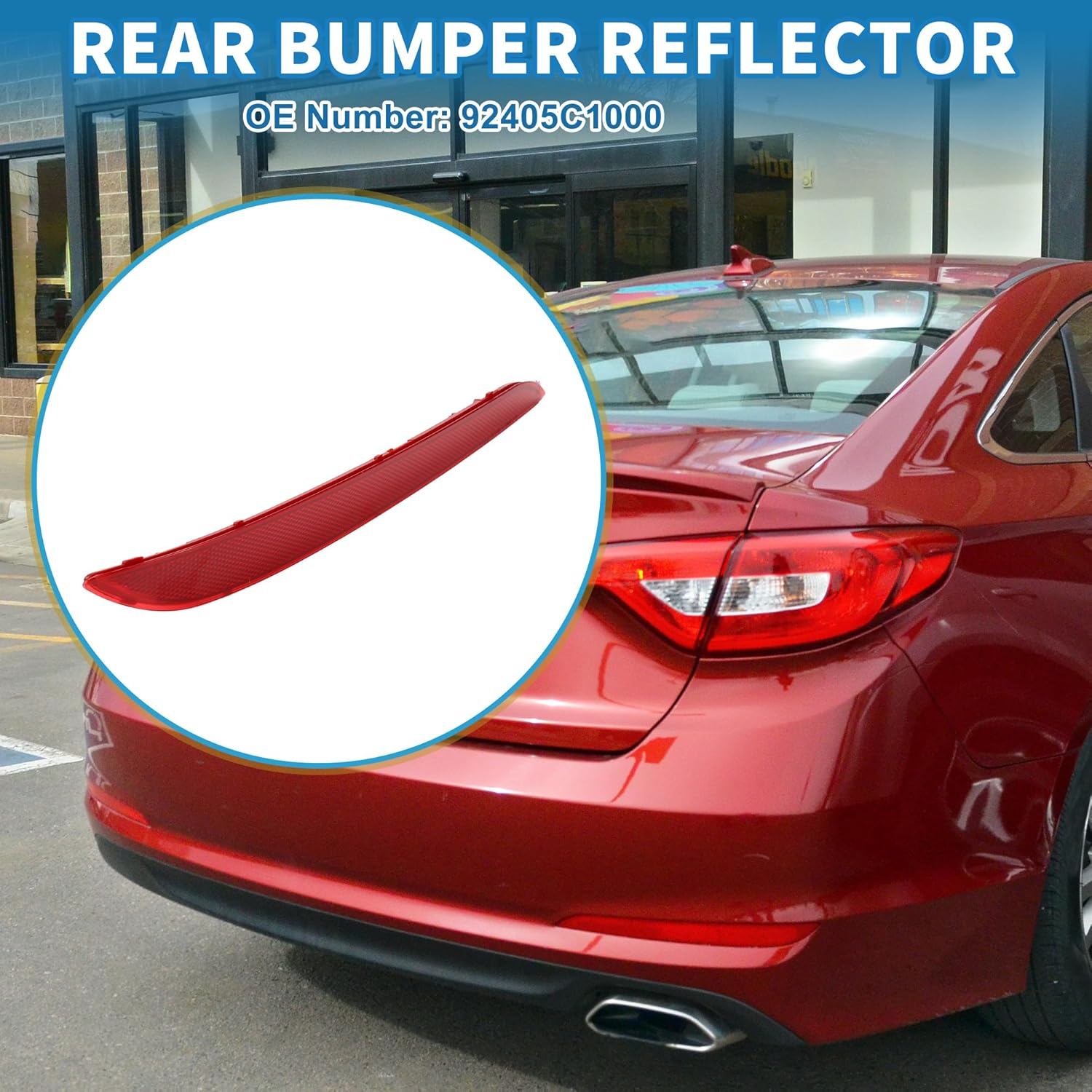 X AUTOHAUX Rear Left Side Bumper Reflector No.92405C1000 Bumper Reflector Side Marker for Hyundai Sonata 2015-2017 Red image number 3