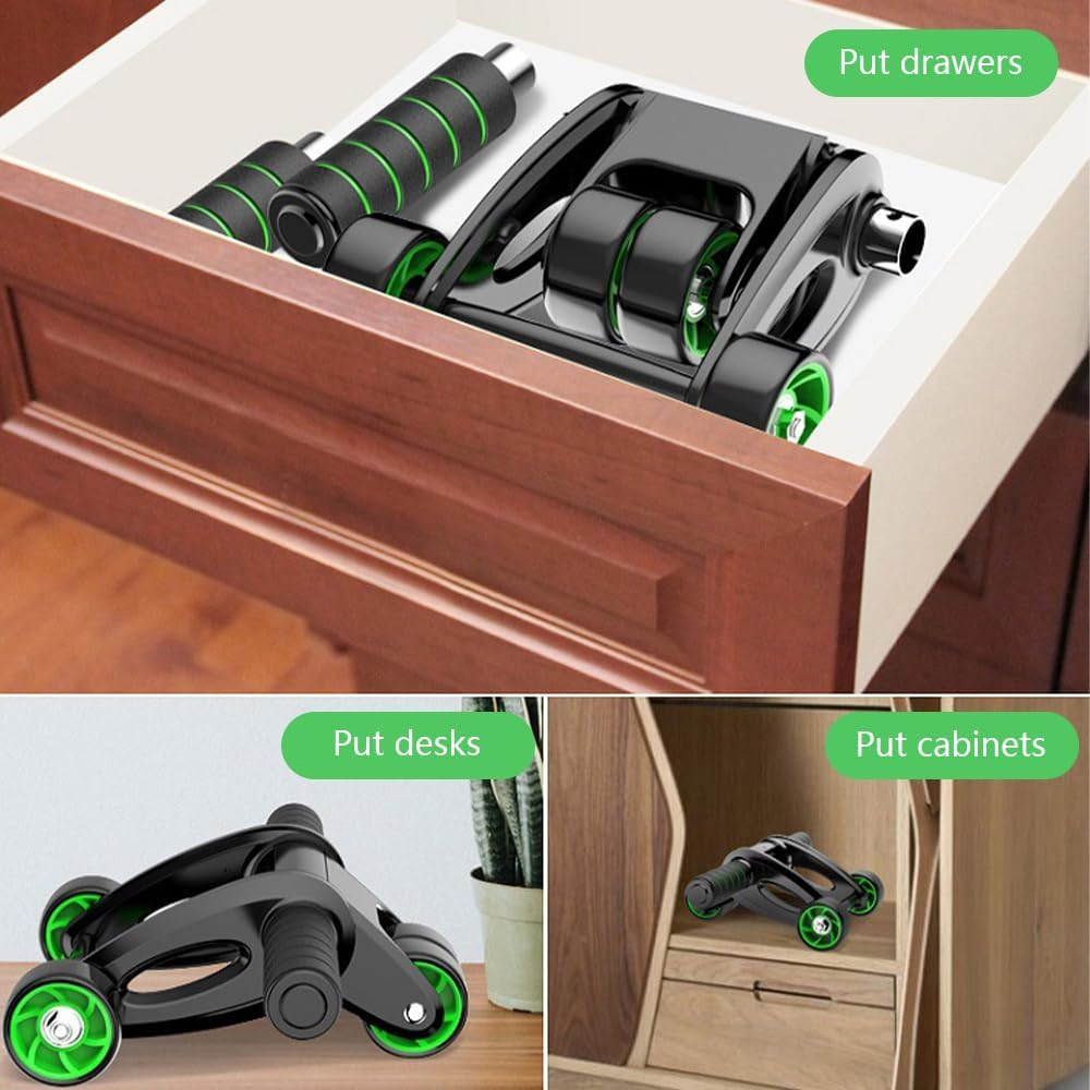 Ab Roller Wheel Set &ndash; 2-Piece Automatic Rebound Abdominal Wheel with Knee Mat, Compact Ab Workout Equipment for Men & Women, Abs Roller Fitness Kit image number 6