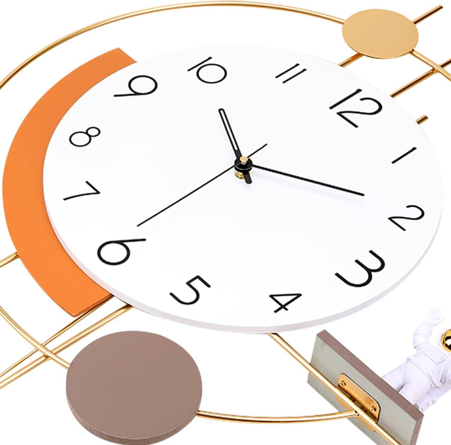 Large Wall Clock Decor Modern Decorative Clock Non Ticking Pendulum Wall Clocks for Bedroom Office Kitchen Silent Big Wall Clock with 1 Ornaments Wall Decor for Home 13.7 * 23.6 Inch Golden image number 2