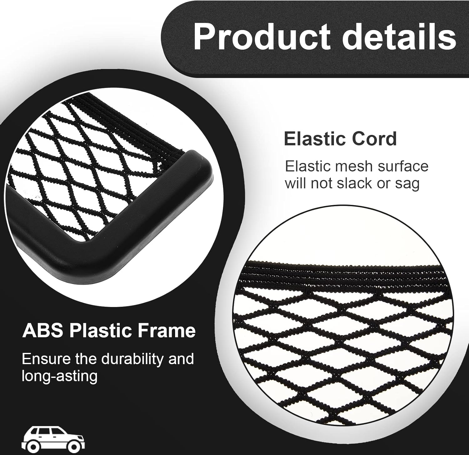 Frienda 2 Pcs ABS Plastic Frame Car Storage Net Bag Phone Car Mesh Net Holder RV Storage Boat Cargo Pocket Organizer Framed Mesh Pocket with Screws for Auto RV (6.7 X 3.15 Inch) image number 3