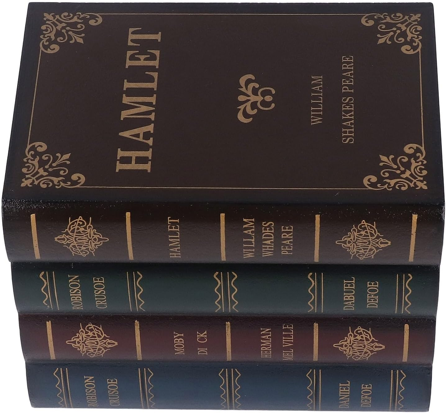 Vintage Style Book-Shaped Storage Box, Gold Shade, Decorative Home Accent