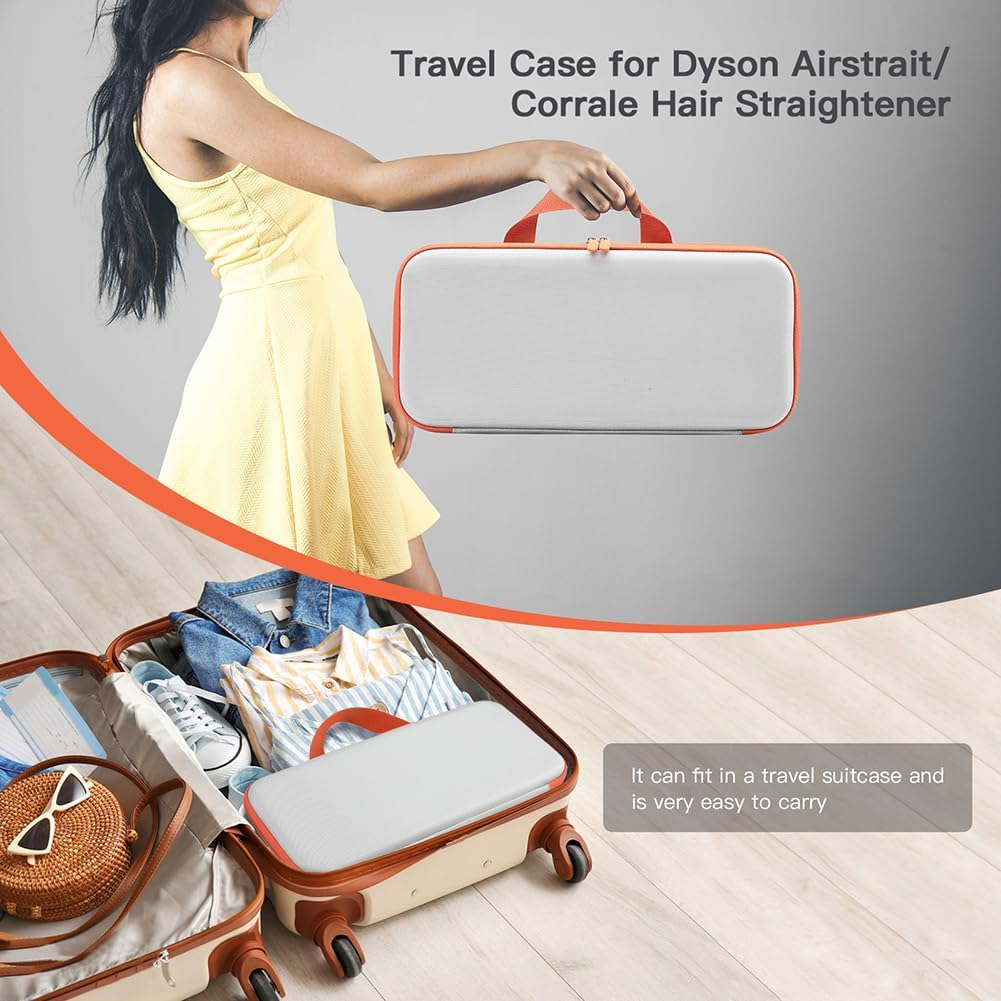 Hard Case for Dyson Airstrait HT01 Shockproof Waterproof Travel Bag with Mesh Pocket for Straightener Accessories (Grey) image number 1