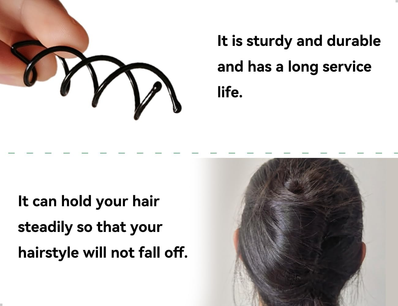 AOYEGIC Pack of 20 Spiral Hair Clips, Spiral Hair Accessories, Metal for DIY Hairstyle, Multi-Purpose Distortion Spin Clip for Children, Women, Home Use, Office Everyday Life, Going Out (Black) image number 2