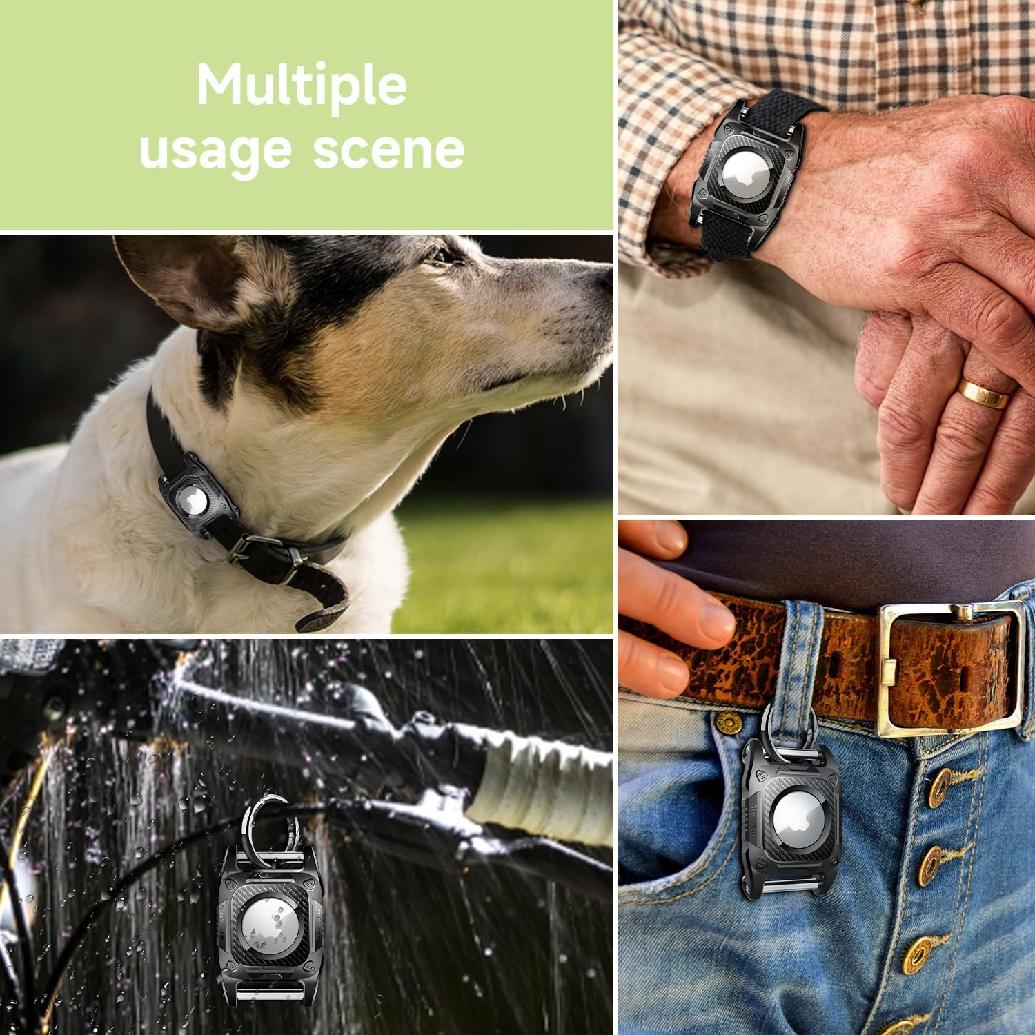 For Airtag Dog Collar Holder | for Air Tag Case Waterproof - for Airtag Holder for Dog Collar with Removable Metal Loop, Sturdy TPU, Lightweight, Compact Size (Black) image number 6