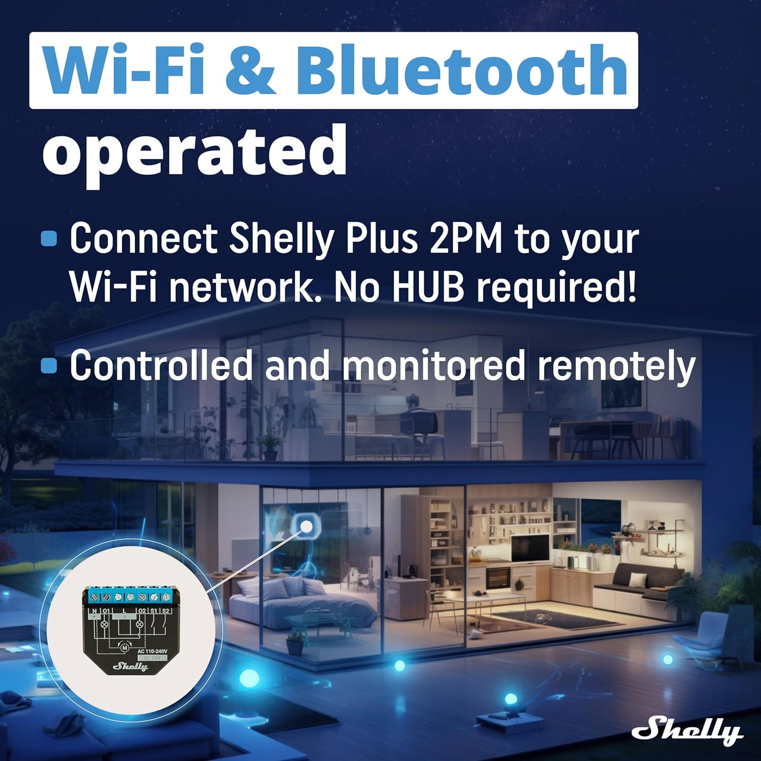 Shelly plus 2PM | Wifi & Bluetooth 2 Channels Smart Relay Switch with Power Metering | Home Automation | Roller Shutters | Remote Control | Alexa & Google Home | Ios Android App (2 Pack)