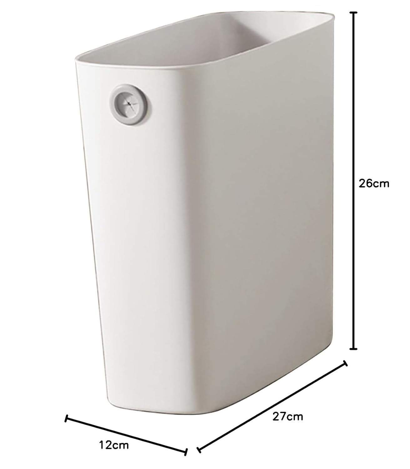 Trash Can, Open Top Waste Bin, Thin for Bathroom (White) image number 6
