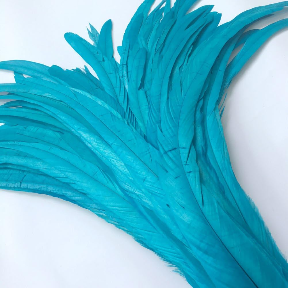 Shekyeon 12-14 Inch Rooster Tail Feather, Use for Hats, Costume, Decoration, Pack of 50 (Turquoise) image number 5