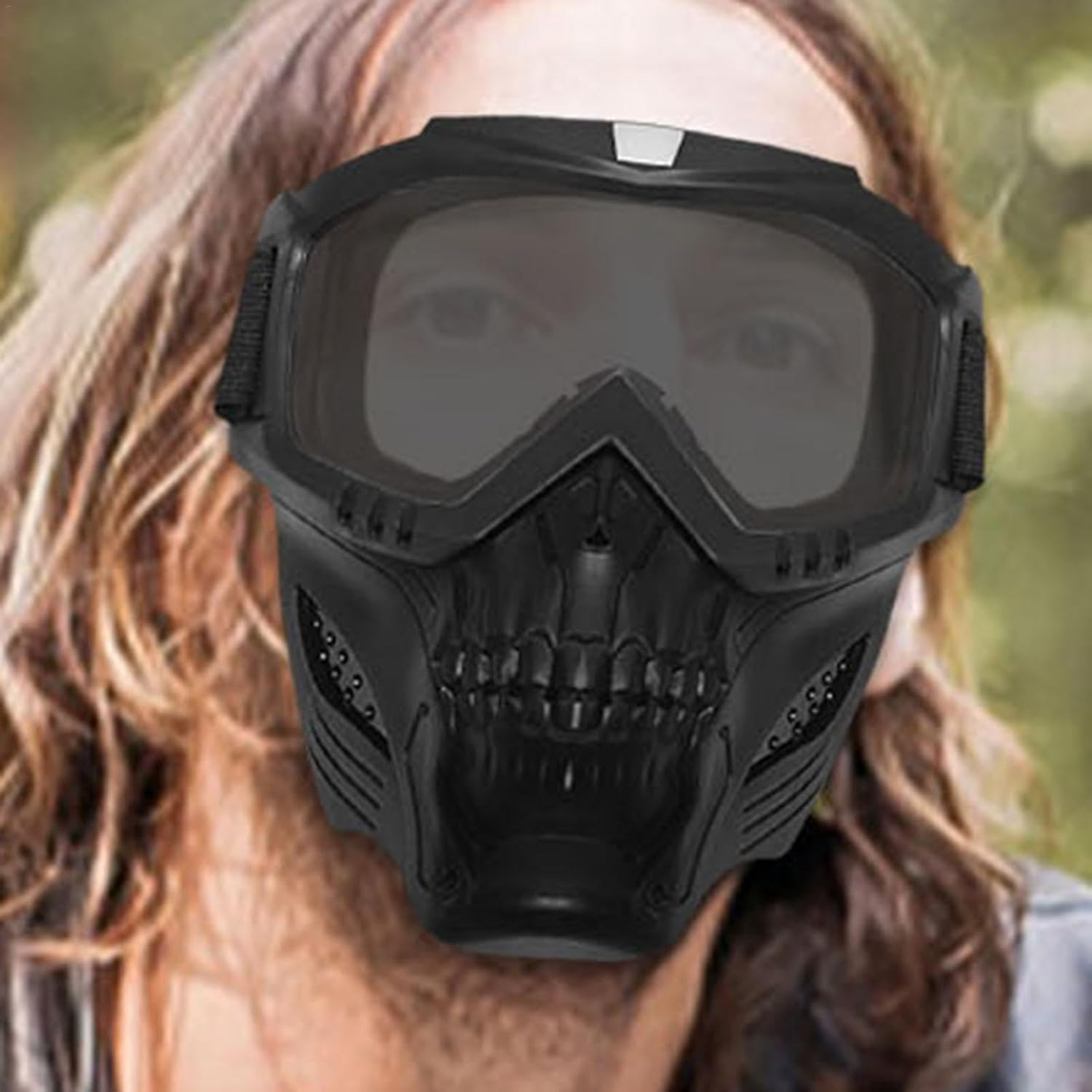 Motorcycle Goggles with Removable Face Masque,Airsoft Goggles Masque | Detachable Motorcycle Riding Glasses with Removable Face Masque for Riding Offroad Cycling Motorbike Racing image number 3