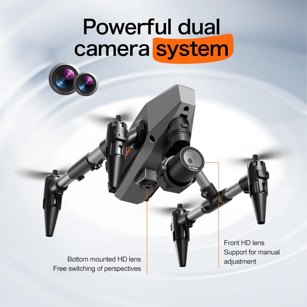 Bargainpop Foldable Mini Drone with HD Camera Dual Lens 2.4G Wifi FPV RC Quadcopter Optical Flow Localization Gesture Control with Carry Case Photography Drone with 3 Batteries image number 2