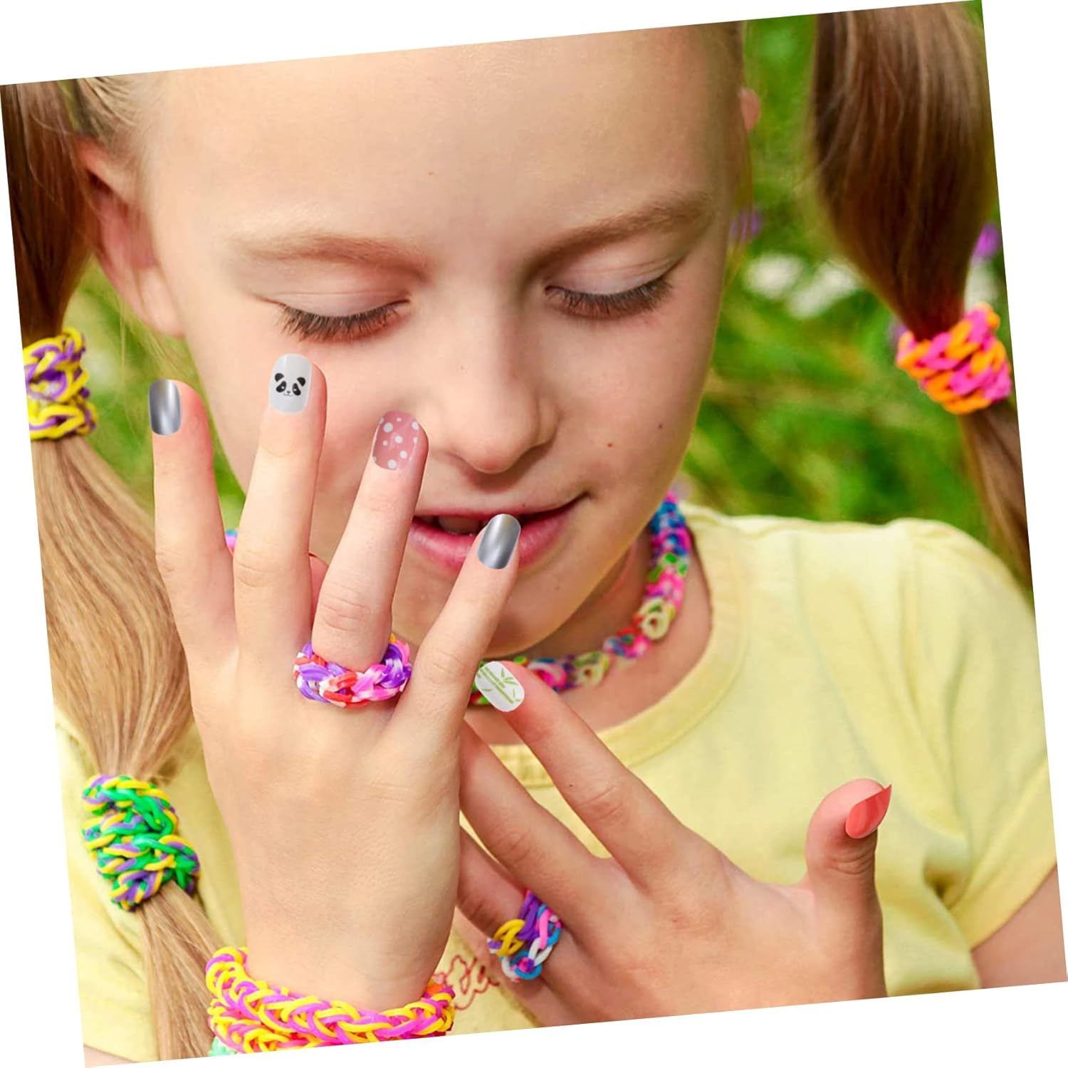 MUSISALY 120Pcs Kids False Nails Set Short Full Cover Fake Fingernails for Girls Press-On Nail Art Kit Glossy Finish Suitable for Diy Decoration and Parties image number 3