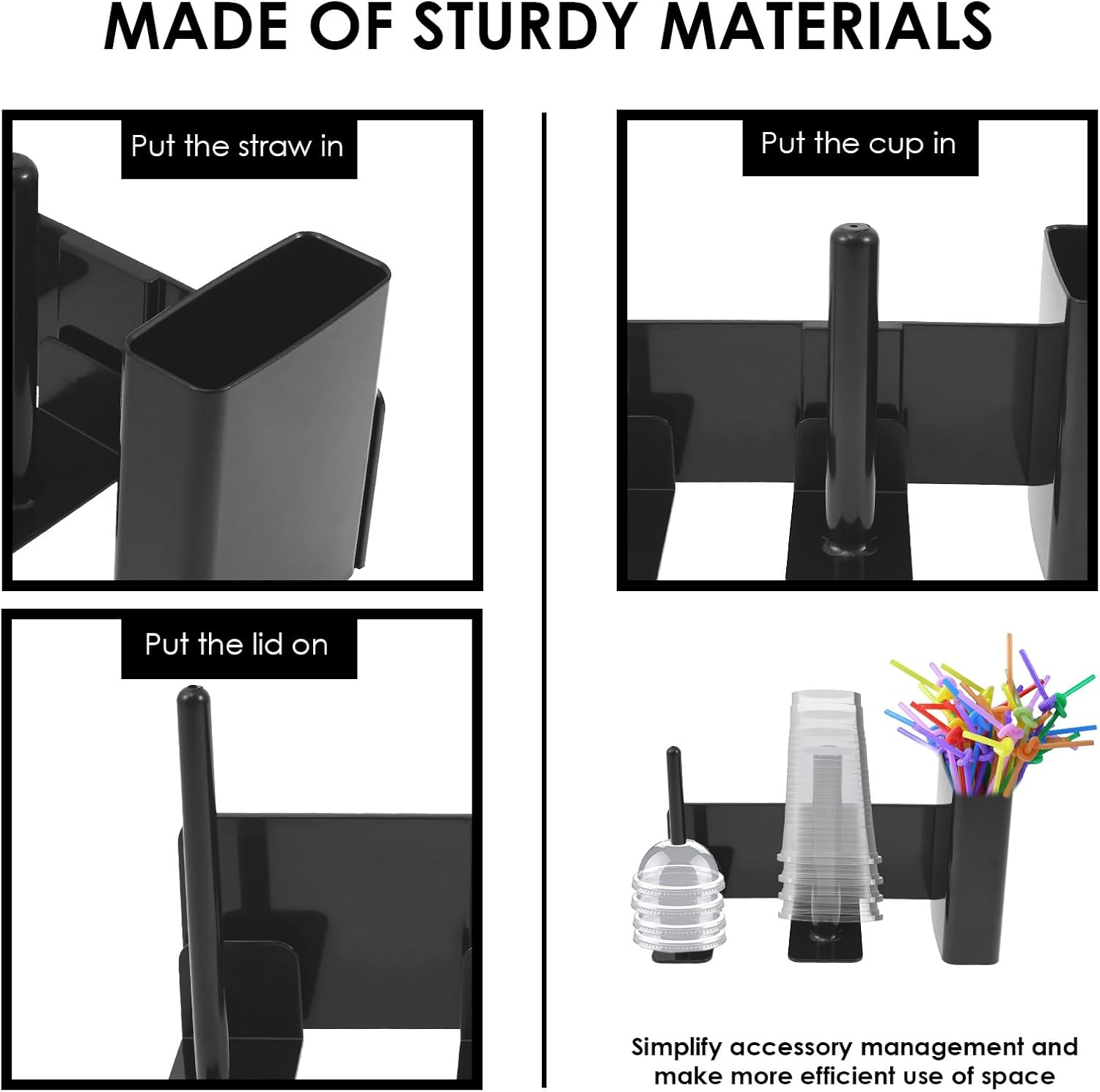 Cup Organizer for Ninja Slushie Machine FS301 & FS300, Plastic Cup Holder Lid Dispenser with 35&deg; Tilting Stand, Space Saving Side Mounted Cup Dispenser Storage Holder for Bar image number 3