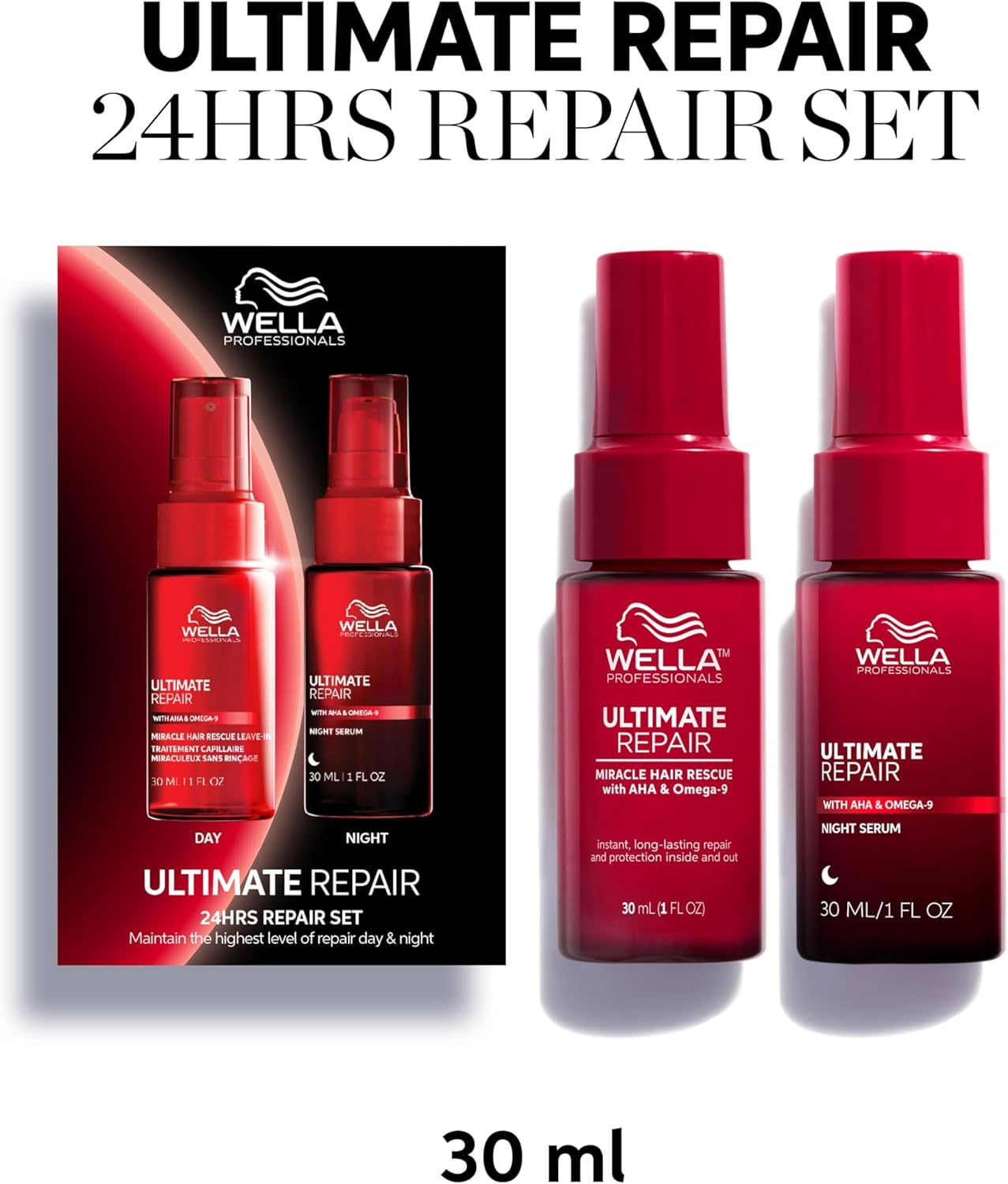 Wella Professionals Ultimate Repair Day & Night Duo Set (Miracle Hair Rescue Leave-In 30Ml + Night Serum 30Ml) image number 4