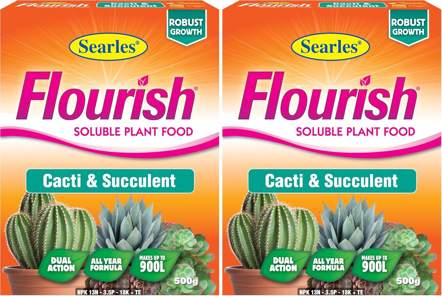 Searles Flourish Cacti and Succulent Soluble Plant Food Fertiliser, 500G
