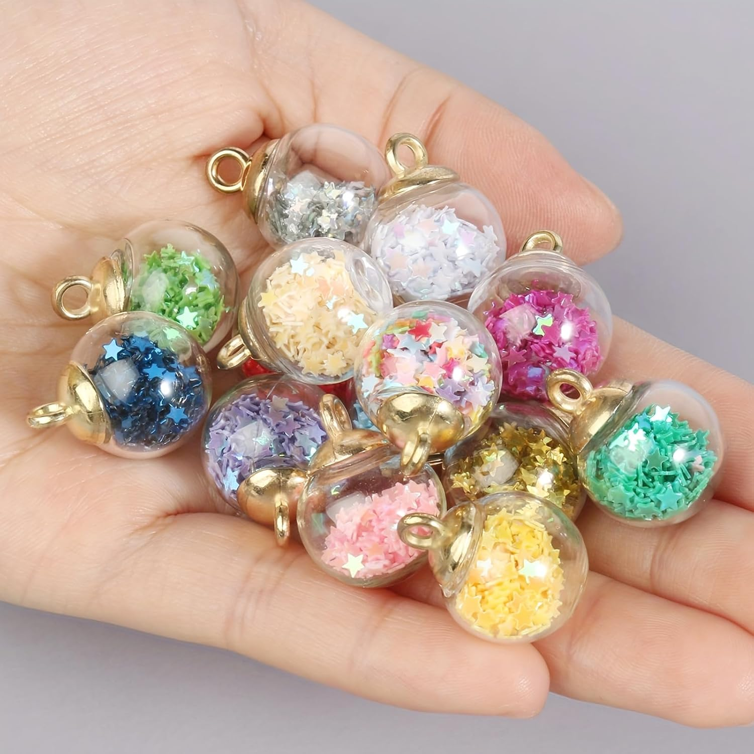 Star Glass Ball Charms, 60 Pcs Colorful Star Shiny Rhinestone Glass Ball Pendant Charm for DIY Jewelry Making, Necklace Bracelet Earring, Art Craft Making, DIY Supplies image number 5