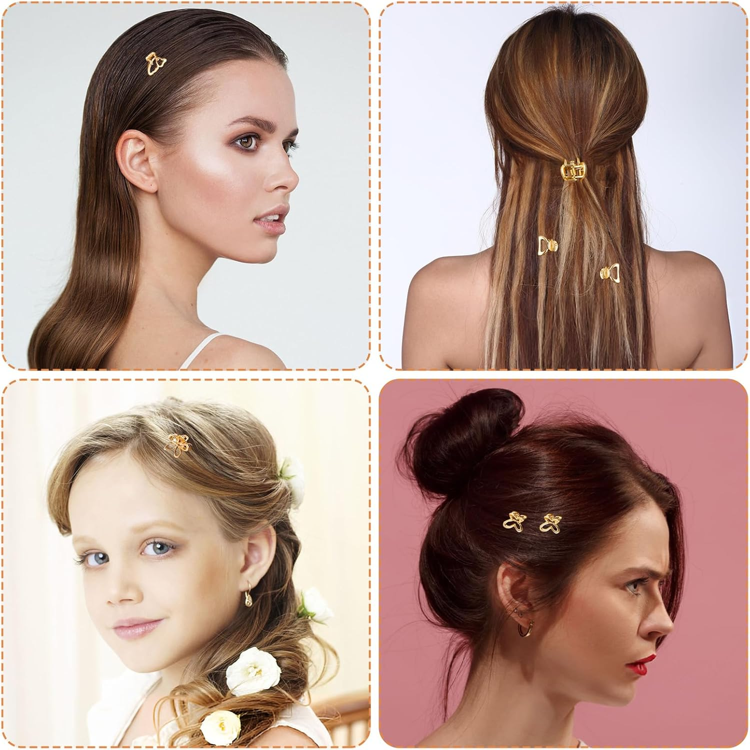 Pack of 12 Small Hair Clips Metal Mini Hair Clips Flowers Hair Clips Small Hair Clips Gold Small Hair Clips Women'S Small Non-Slip Short Hair Clip Small Hair Clips for Thin Hair image number 3