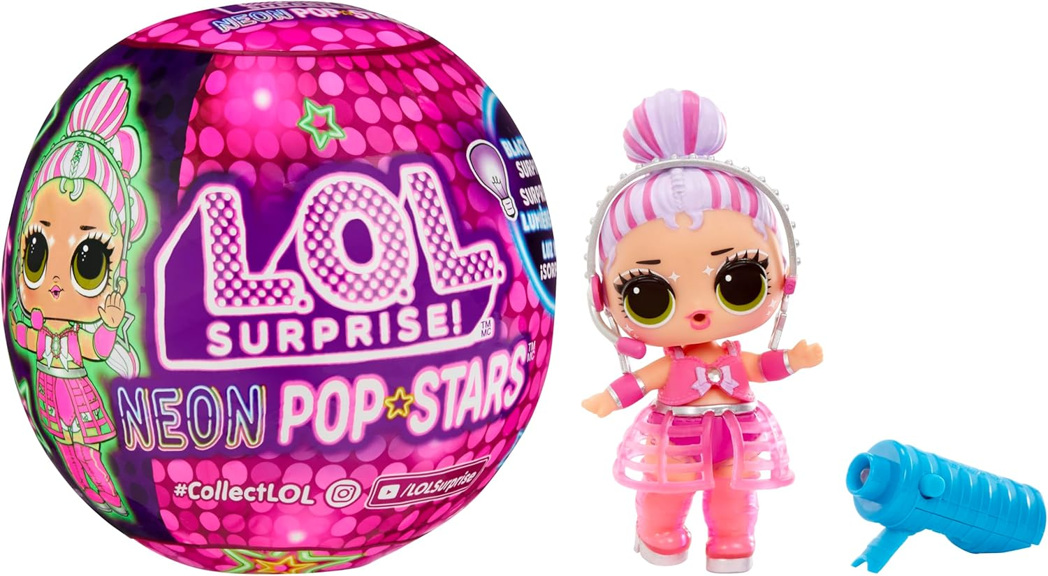 L.O.L. Surprise! Neon Pop Stars Tots - 1 Doll with Magical Blacklight Surprises, Blind Packaging, 7 Tots to Collect, Each with Neon Decals and Accessories, Ideal Present for Kids Ages 4+ image number 4