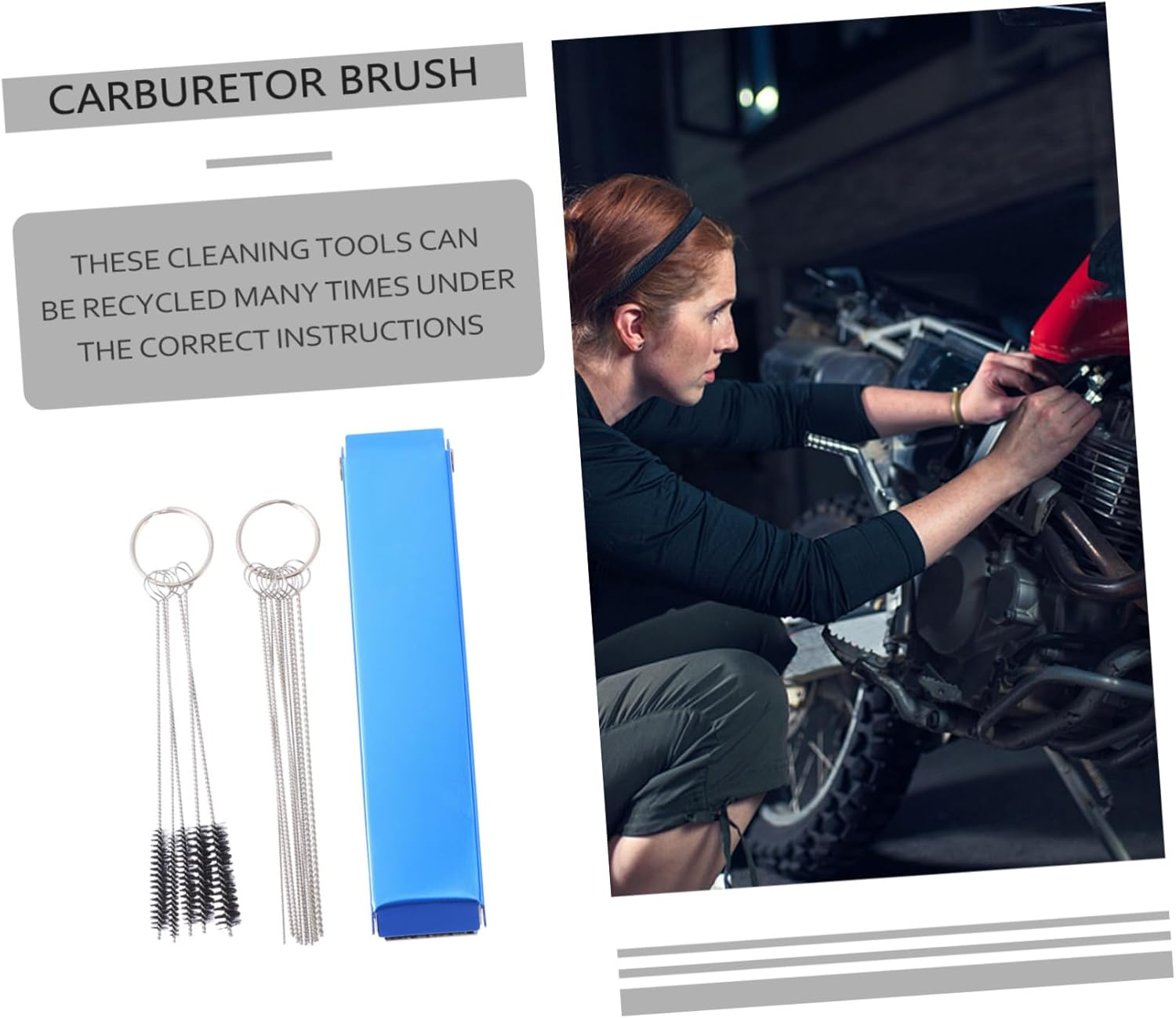 NOLITOY Cleaning Tool Brush 3 Sets for Motorcycle Fuel System Cleaning and Carbon Removal image number 3