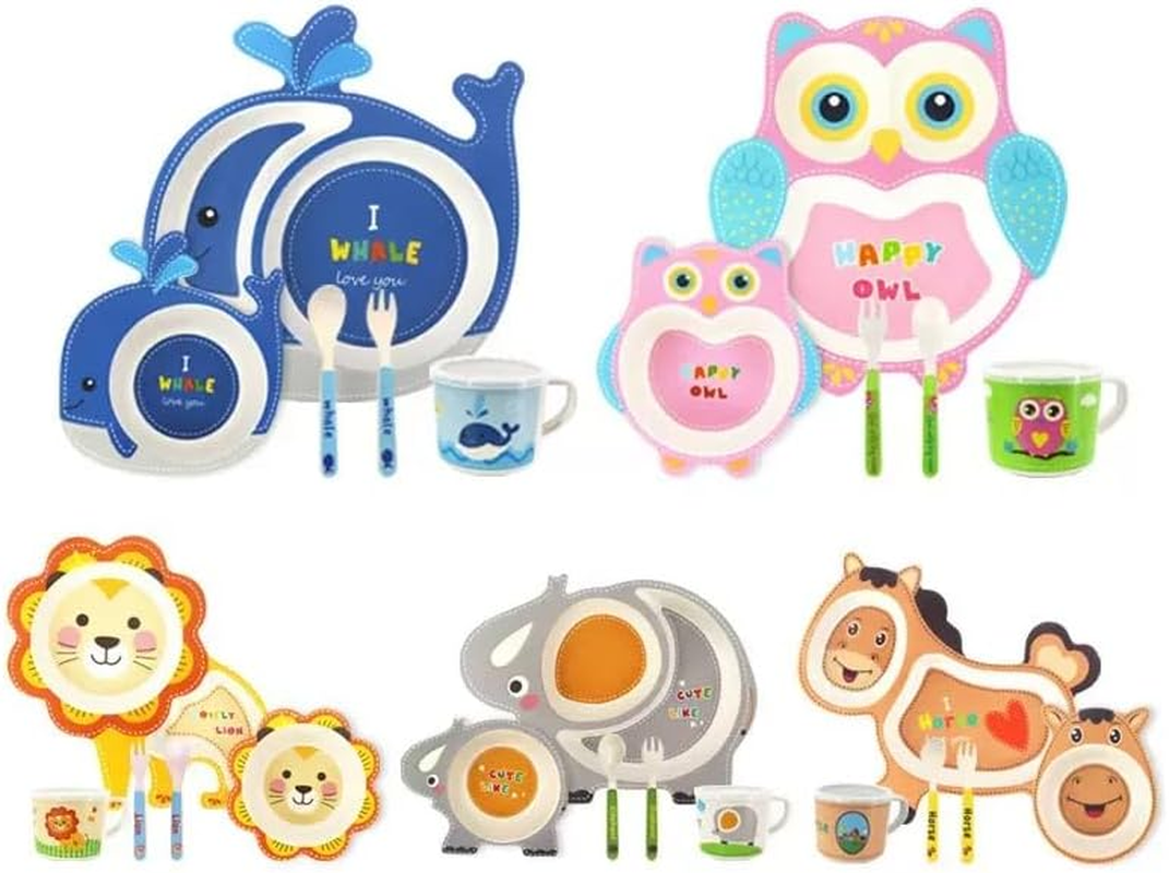 Awlfim Creative New Cute Cartoon Bamboo Fiber Children'S Tableware Set 5-Piece Gift Box Promotion Gift - Af-Cp-03-Owl Motif image number 4