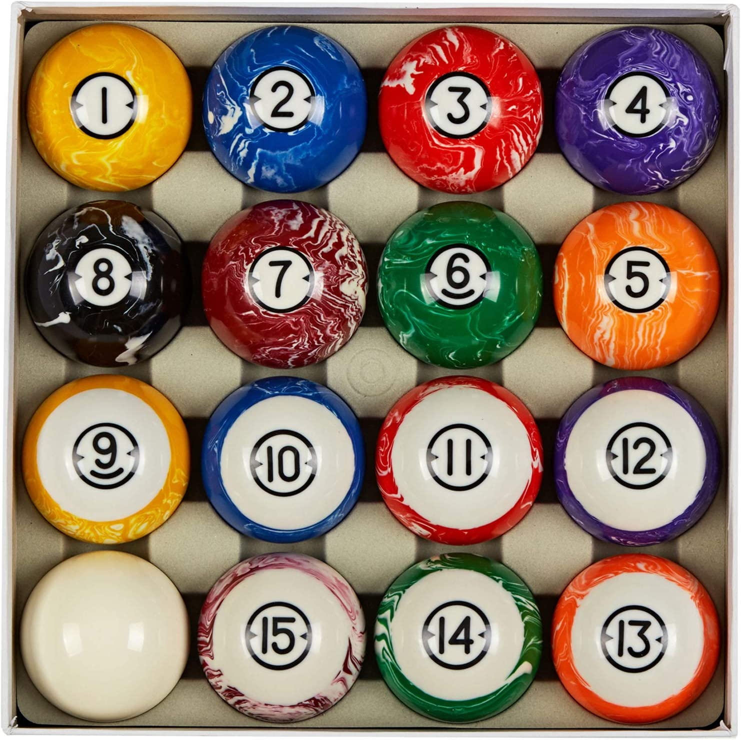 Collapsar Deluxe 2-1/4" Billiard Pool Balls Marble-Swirl Style Billiards Ball Complete 16 Ball Set (Several Style Available) image number 3