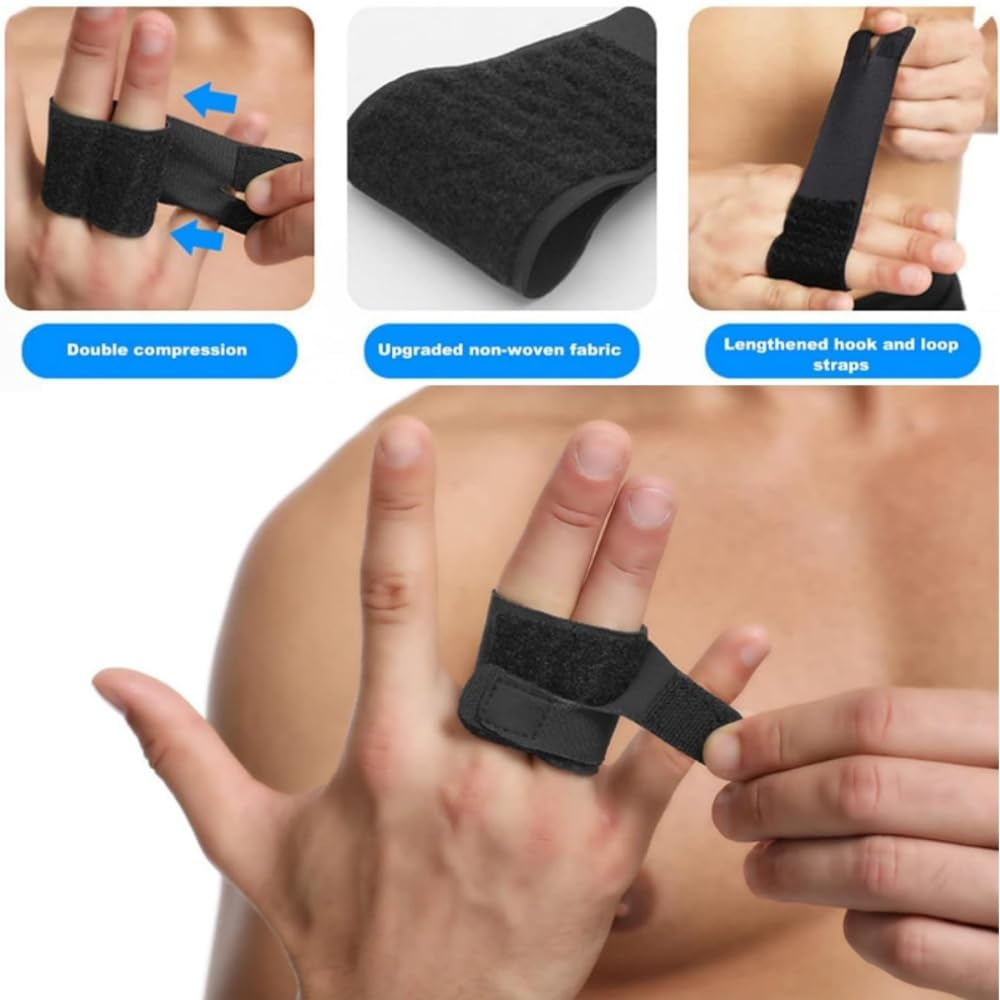 2 PCS Finger Splints for Thumb & Finger Support, Adjustable Compression Wraps for Pain Relief, Arthritis, Sports Injury - Perfect for Basketball, Tennis, Volleyball Players (Black) image number 2