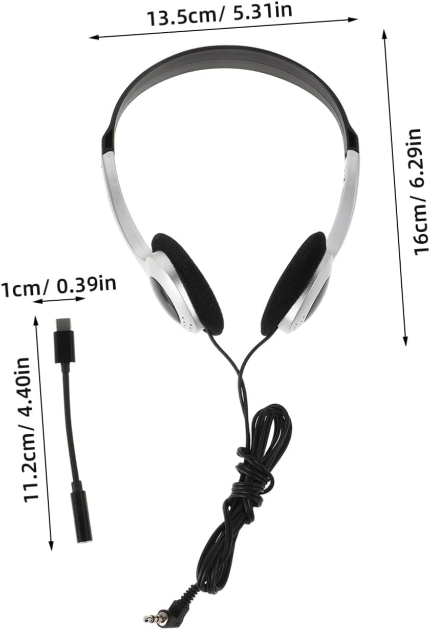 ROMISBABA Retro Silver Wired Ear Headphones with Inline Controls for Students and Compatible with Computers Phones Tablets Clear Sound for Classroom Library Gaming and Travel Use image number 2
