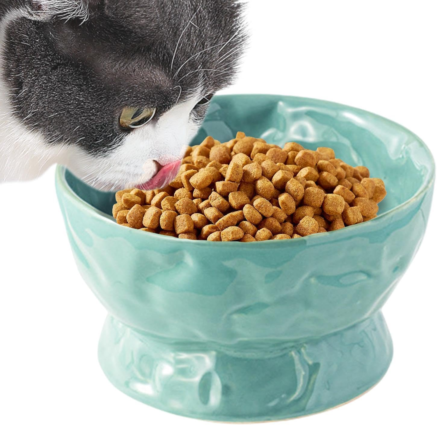 Shurzzesj Elevated Cat Water Bowl, Ceramic Cat Food and Water Bowls, Anti-Tip Pet Food Dish, Wide Cat Food Bowl for Cats Dogs Pets