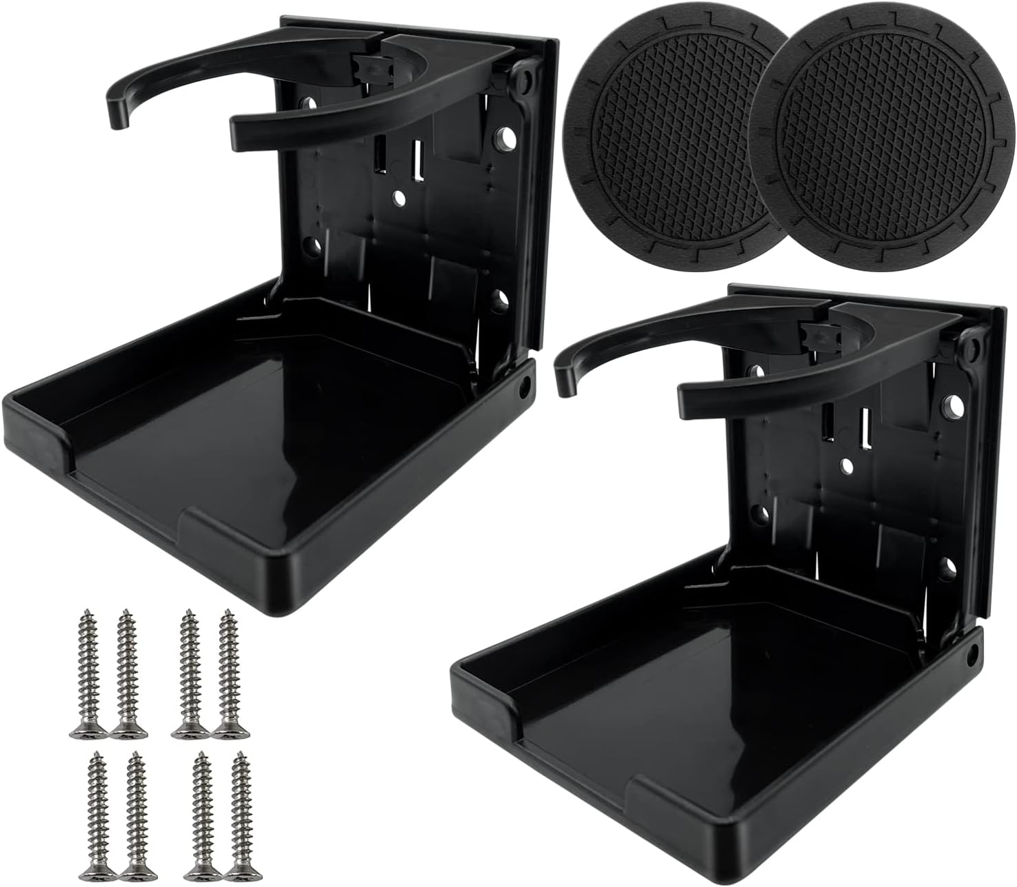 2 Pack Adjustable Folding Cup Holder Insert Cupholder with Screws and Tapes, Plastic Bottle Drink Holder for Caravan Trucks Car Rvs Vans Marine Autos Boats image number 6