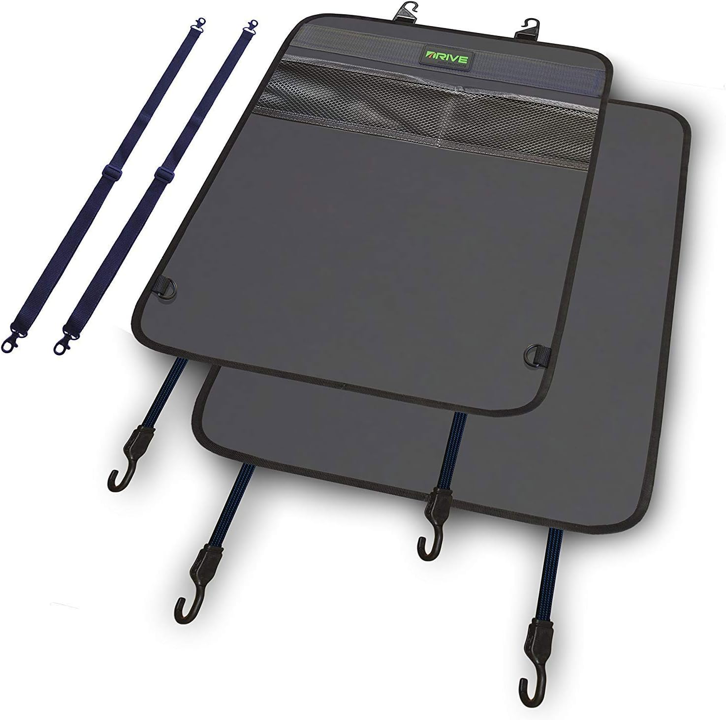 Drive Auto Products Heavy Duty Kick Mats, Black (2 Pack) - Best Car Seat Back Protector, Reversible Backseat Child Kick Guard Protects Automotive Leather Fabric from Dirt - Industrial Strength Mat