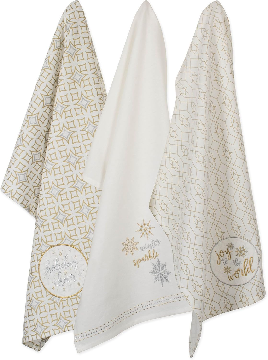 DII Christmas Dish Towels Decorative Metallic Holiday Kitchen Towel Set, 18X28, Winter Sparkle, 2 Count