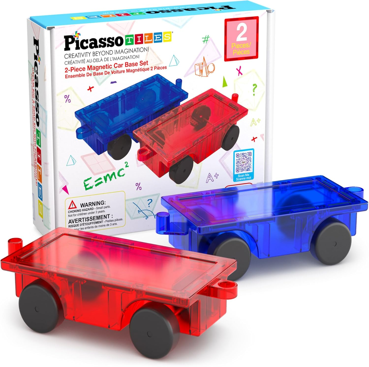 Picassotiles 2 Piece Car Truck Set W/Extra Long Bed & Re-Enforced Latch, Magnet Building Tile Magnetic Blocks -Creativity beyond Imagination! Educational, Inspirational, Conventional,& Recreational! image number 3