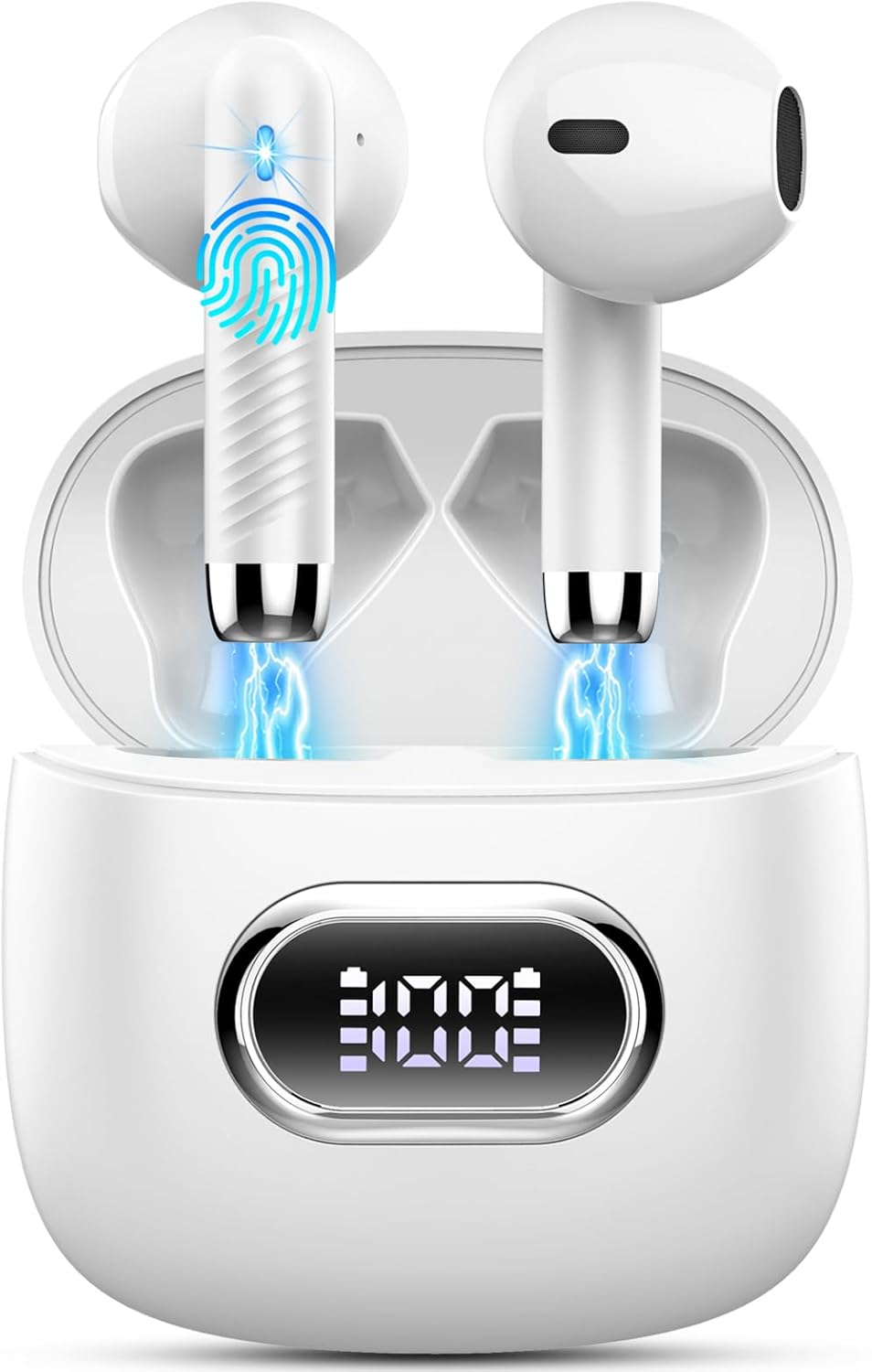 Bluetooth Headphones, Wireless Bluetooth 5.3 In-Ear Headphones with 4 HD Mic, 2024 Wireless Headphones, 42 Hours ENC Noise Cancelling Earbuds, Deep Bass, IP7 Waterproof Earphones, LED Display, USB-C image number 4