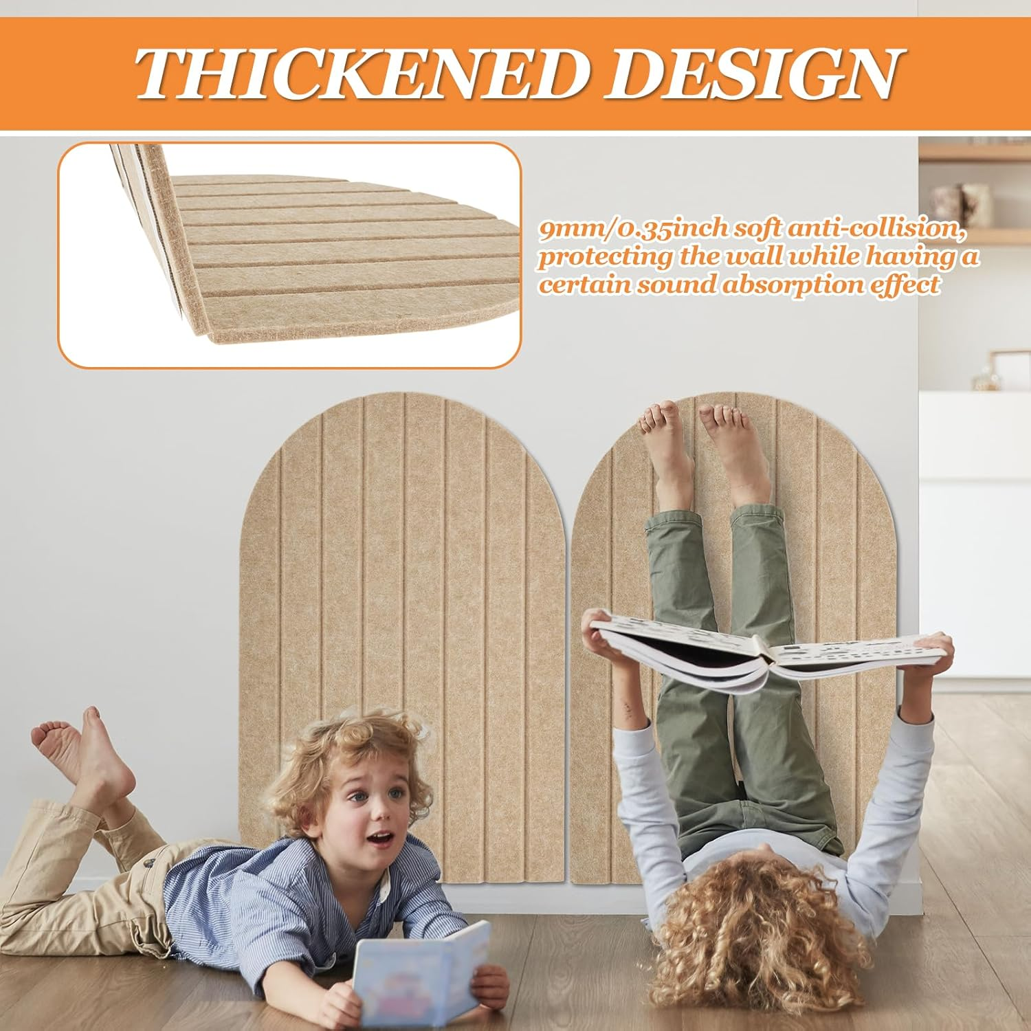 2Pcs 40X60Cm Arch Felt Bulletin Board Drill Free Installation Decorative Felt Pin Board with 9Mm Thickness for School Home Office Wall Decor(Camel Color) image number 2