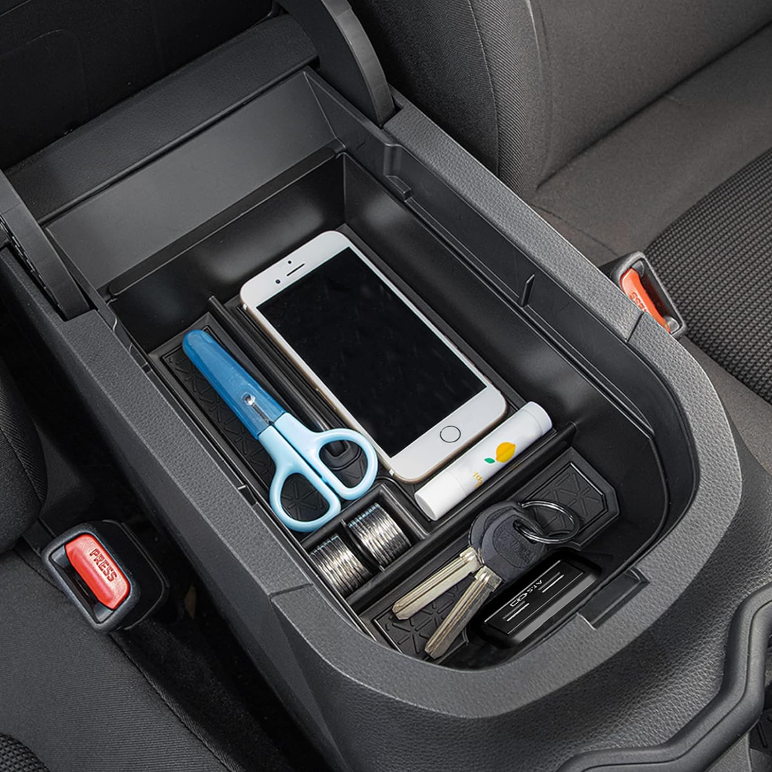 JDMCAR Center Console Tray Organizer Compatible with Toyota RAV4 Accessories 2025 2024 2023 2022 2021 2020 2019 and 2021-2025 RAV-4 Prime, Armrest Insert Container ABS Material Secondary Storage Box - Black image number 5